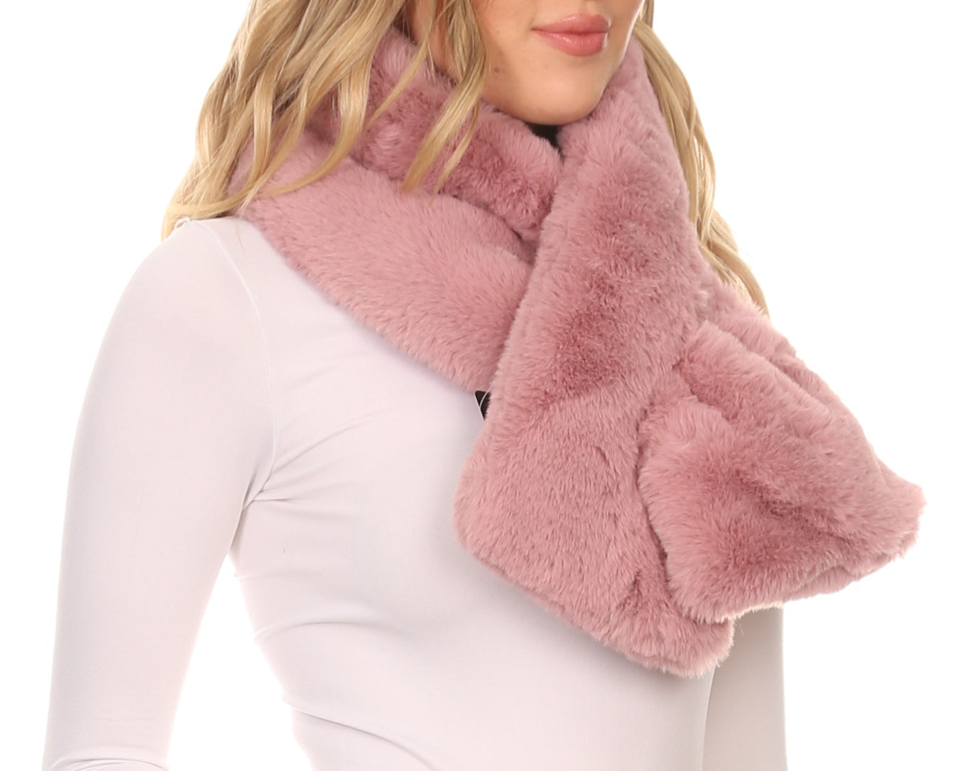 Sakkas Kiy Loophole Faux Fur Long Soft Warm Comfortable Textured Bow Scarf - Concordia Style Boutique
