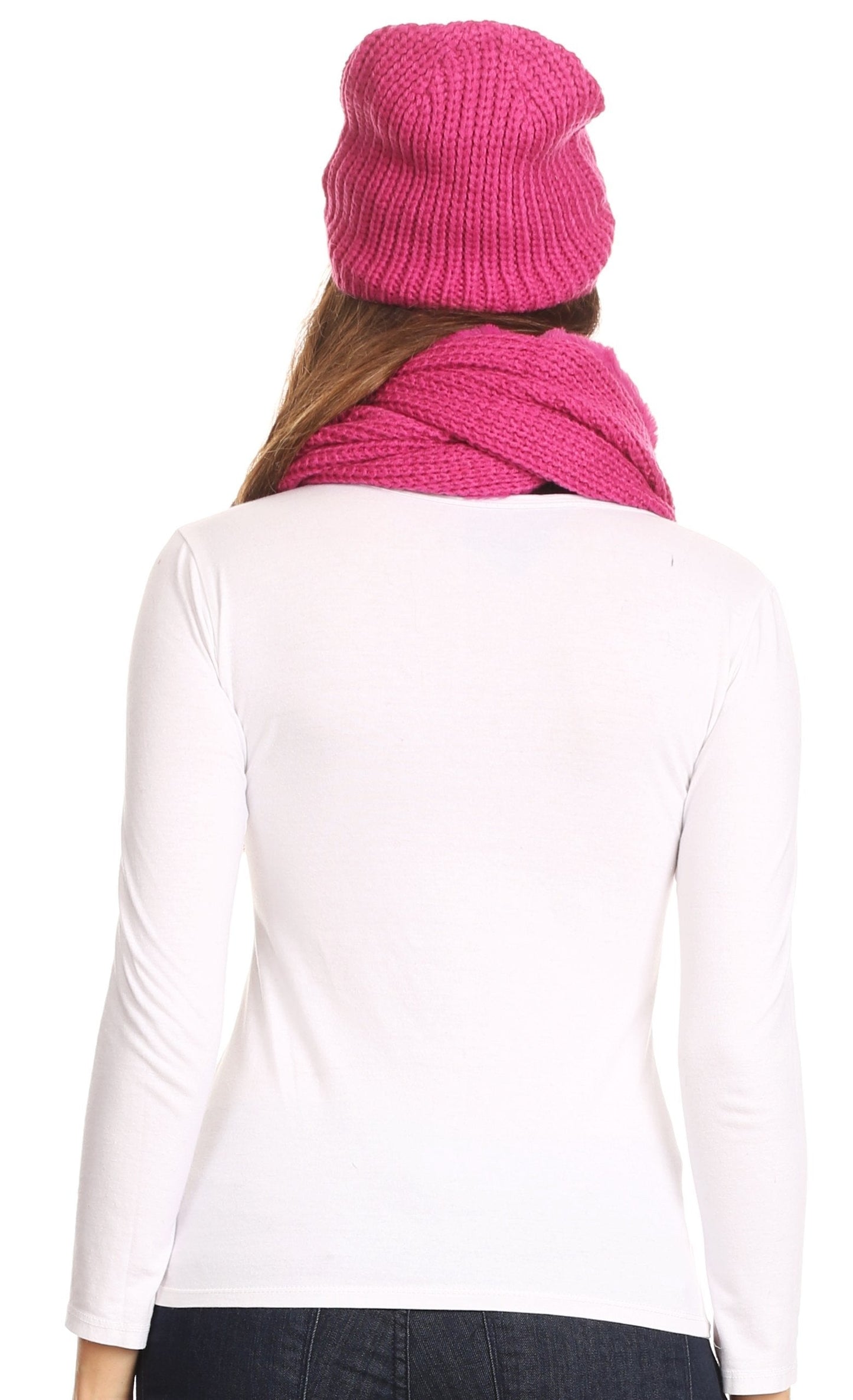 Sakkas Balencia Cool Girl Long Wide Soft Fur Lined Infinity Scarf Beanie Hat Set - Concordia Style Boutique