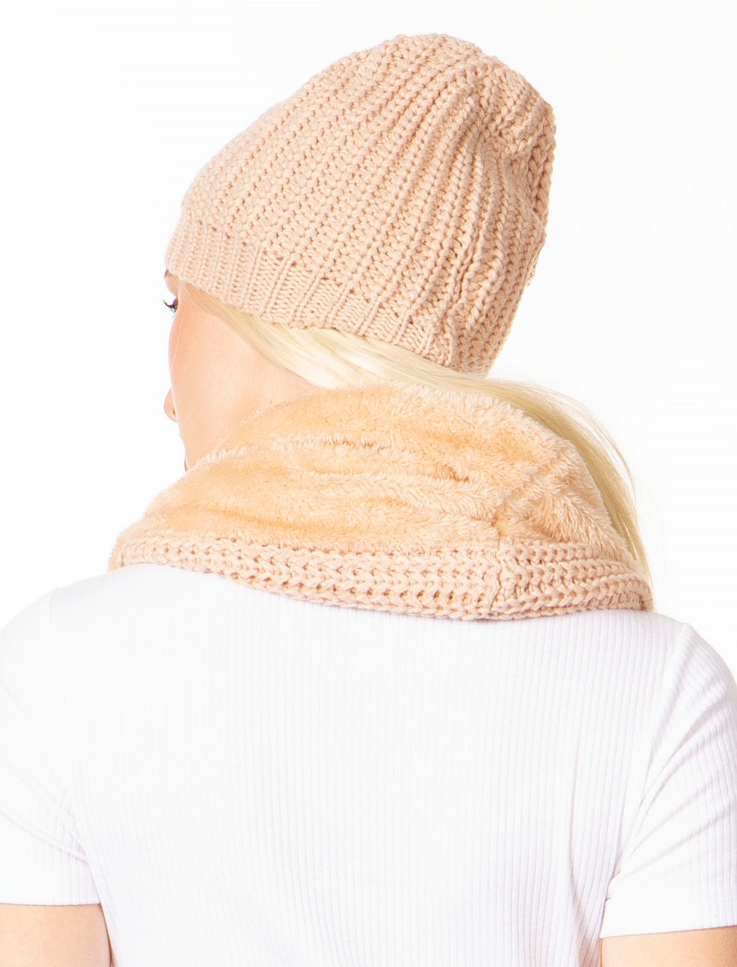 Sakkas Balencia Cool Girl Long Wide Soft Fur Lined Infinity Scarf Beanie Hat Set - Concordia Style Boutique