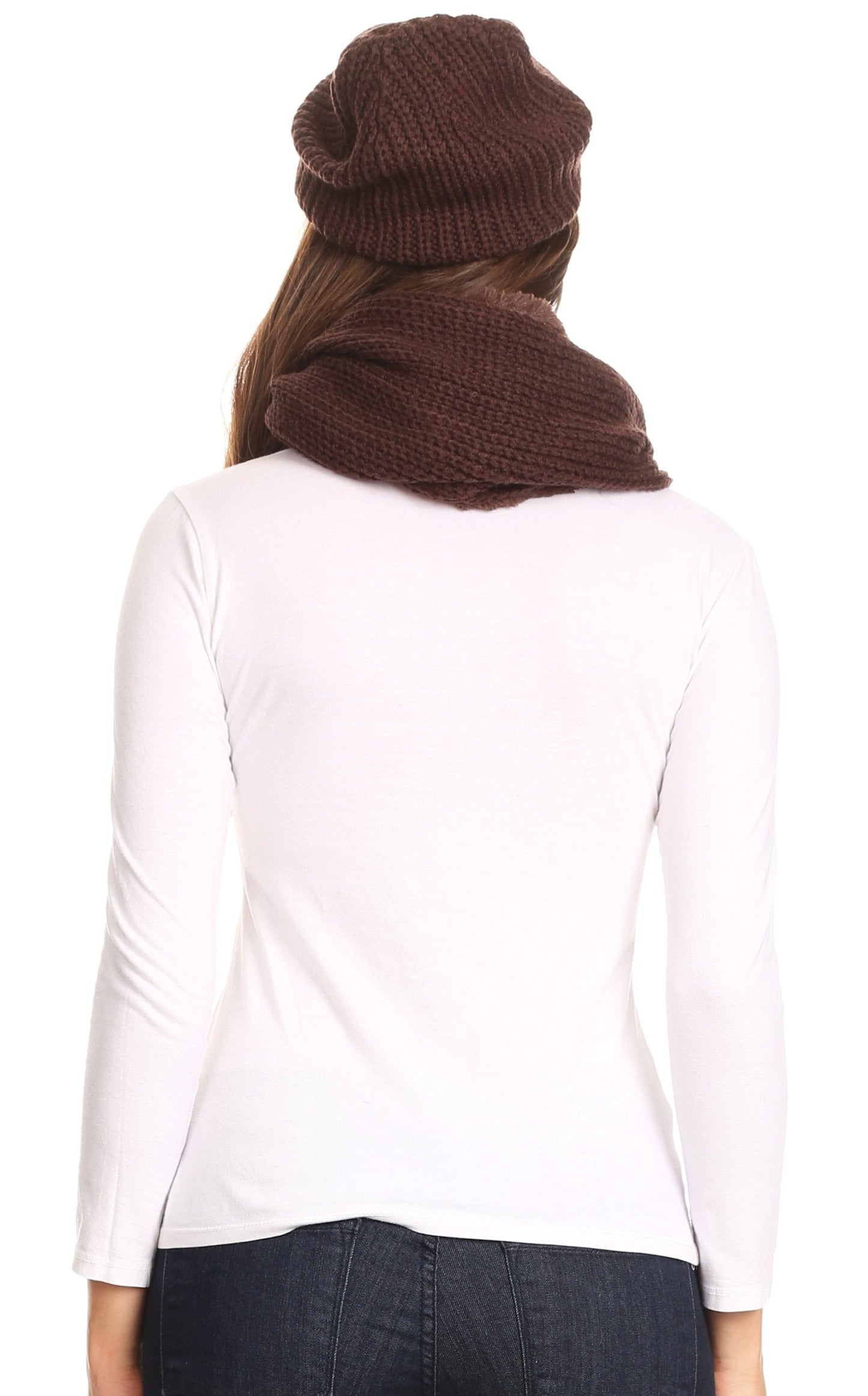 Sakkas Balencia Cool Girl Long Wide Soft Fur Lined Infinity Scarf Beanie Hat Set - Concordia Style Boutique