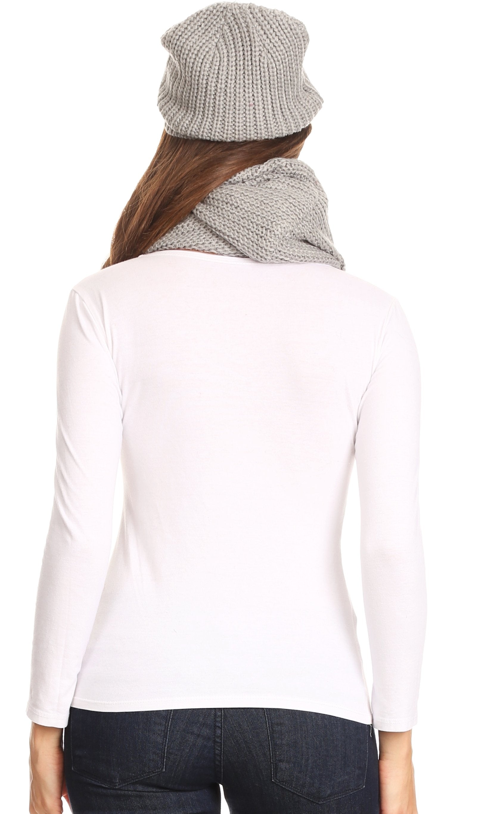 Sakkas Balencia Cool Girl Long Wide Soft Fur Lined Infinity Scarf Beanie Hat Set - Concordia Style Boutique