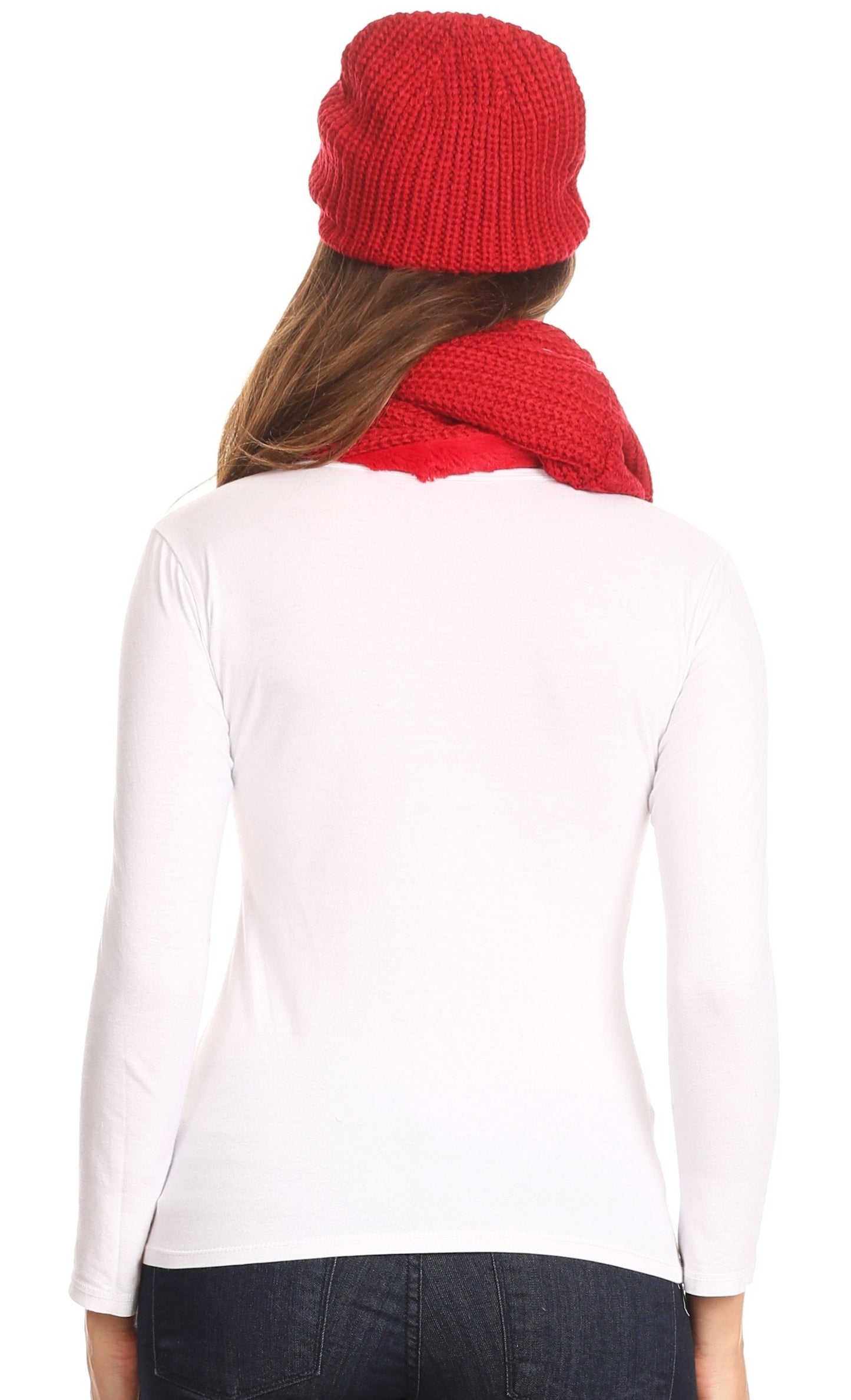 Sakkas Balencia Cool Girl Long Wide Soft Fur Lined Infinity Scarf Beanie Hat Set - Concordia Style Boutique