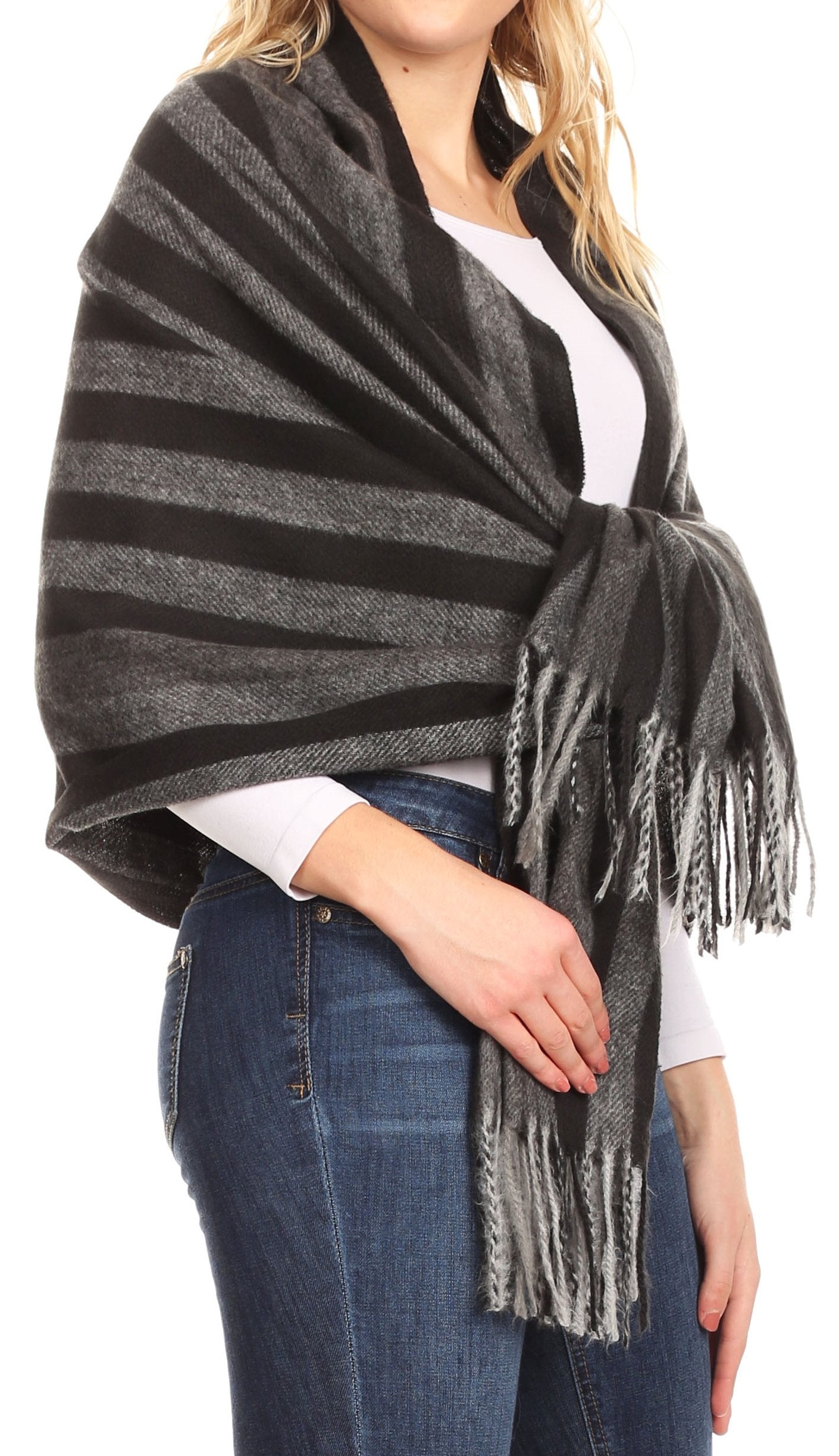 Sakkas Iris Warm Super Soft Cashmere Feel Pashmina Shawl / Scarf with Fringes - Concordia Style Boutique