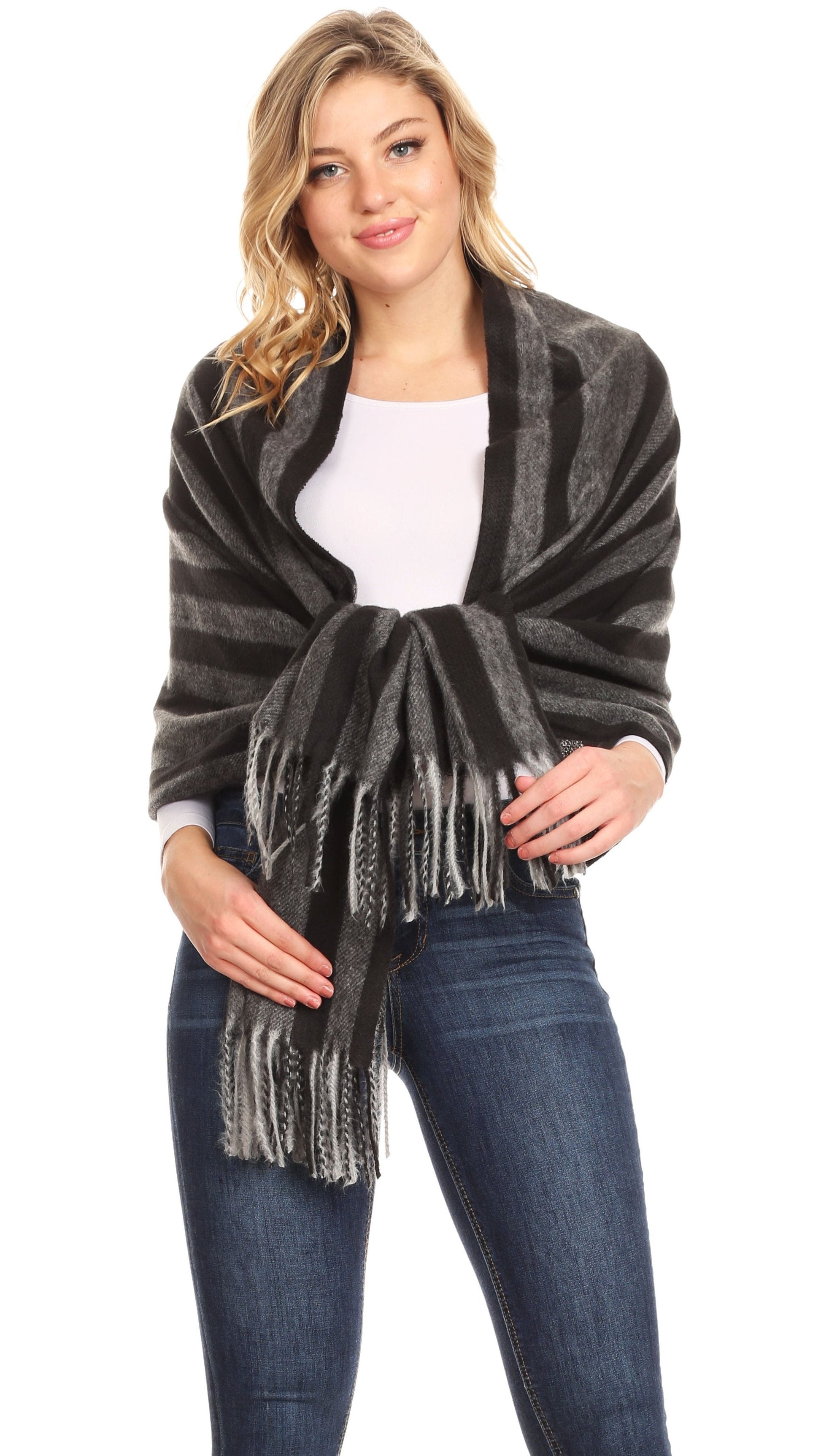 Sakkas Iris Warm Super Soft Cashmere Feel Pashmina Shawl / Scarf with Fringes - Concordia Style Boutique