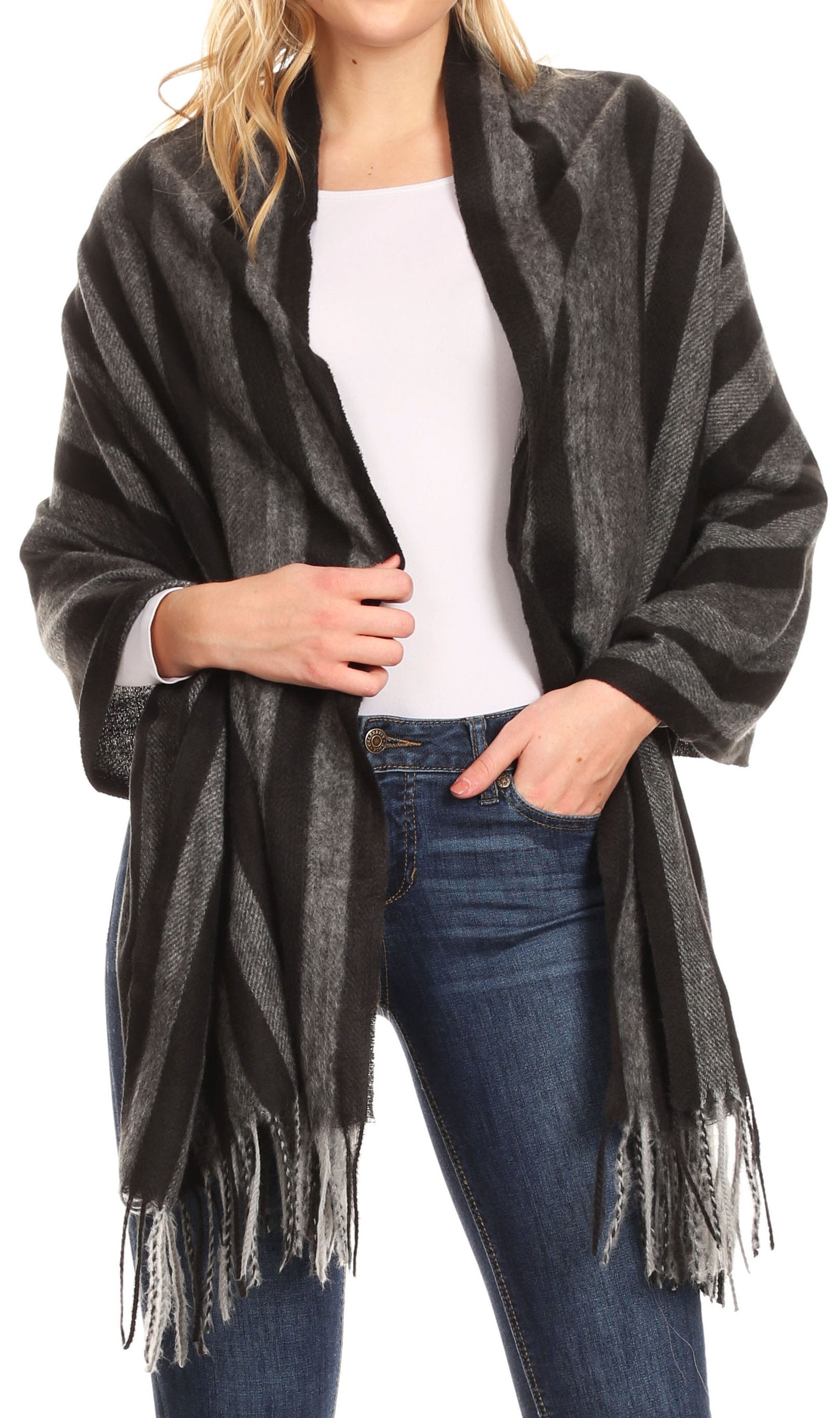 Sakkas Iris Warm Super Soft Cashmere Feel Pashmina Shawl / Scarf with Fringes - Concordia Style Boutique