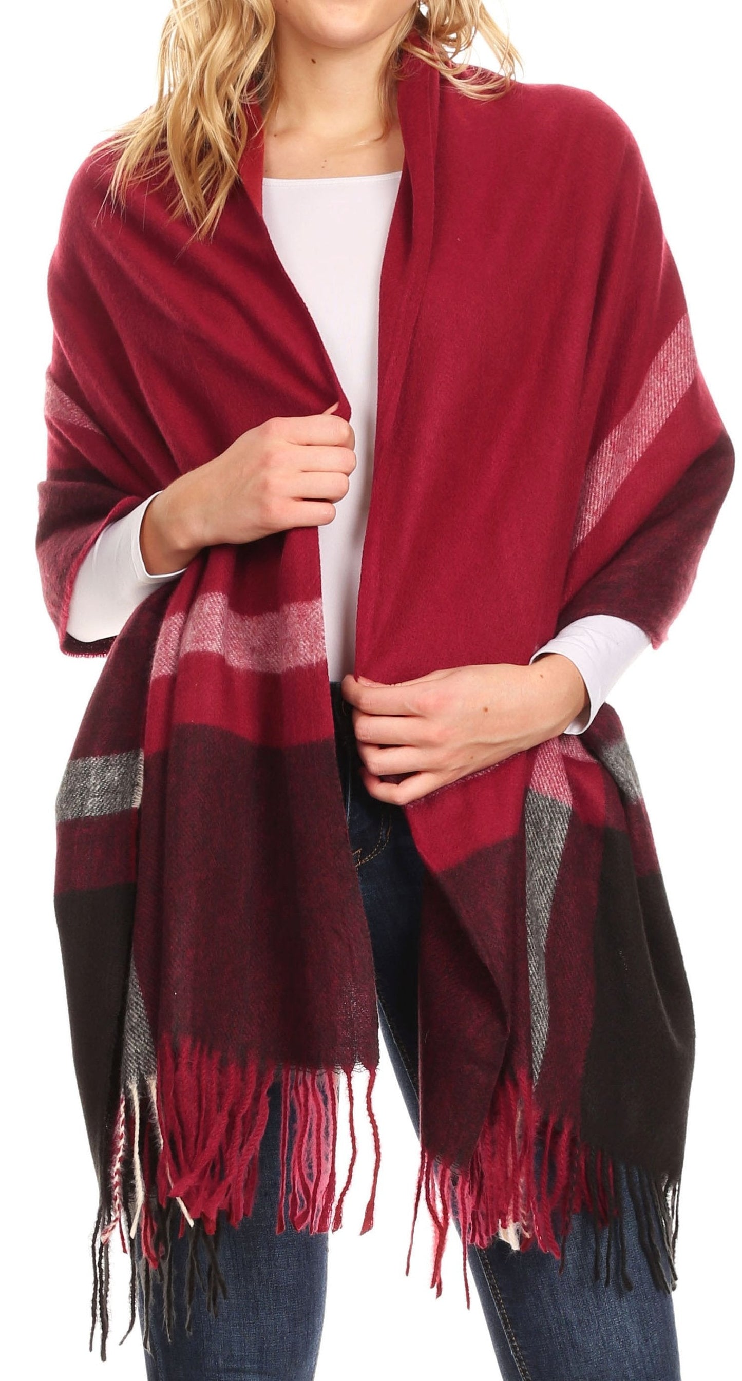 Sakkas Iris Warm Super Soft Cashmere Feel Pashmina Shawl / Scarf with Fringes - Concordia Style Boutique