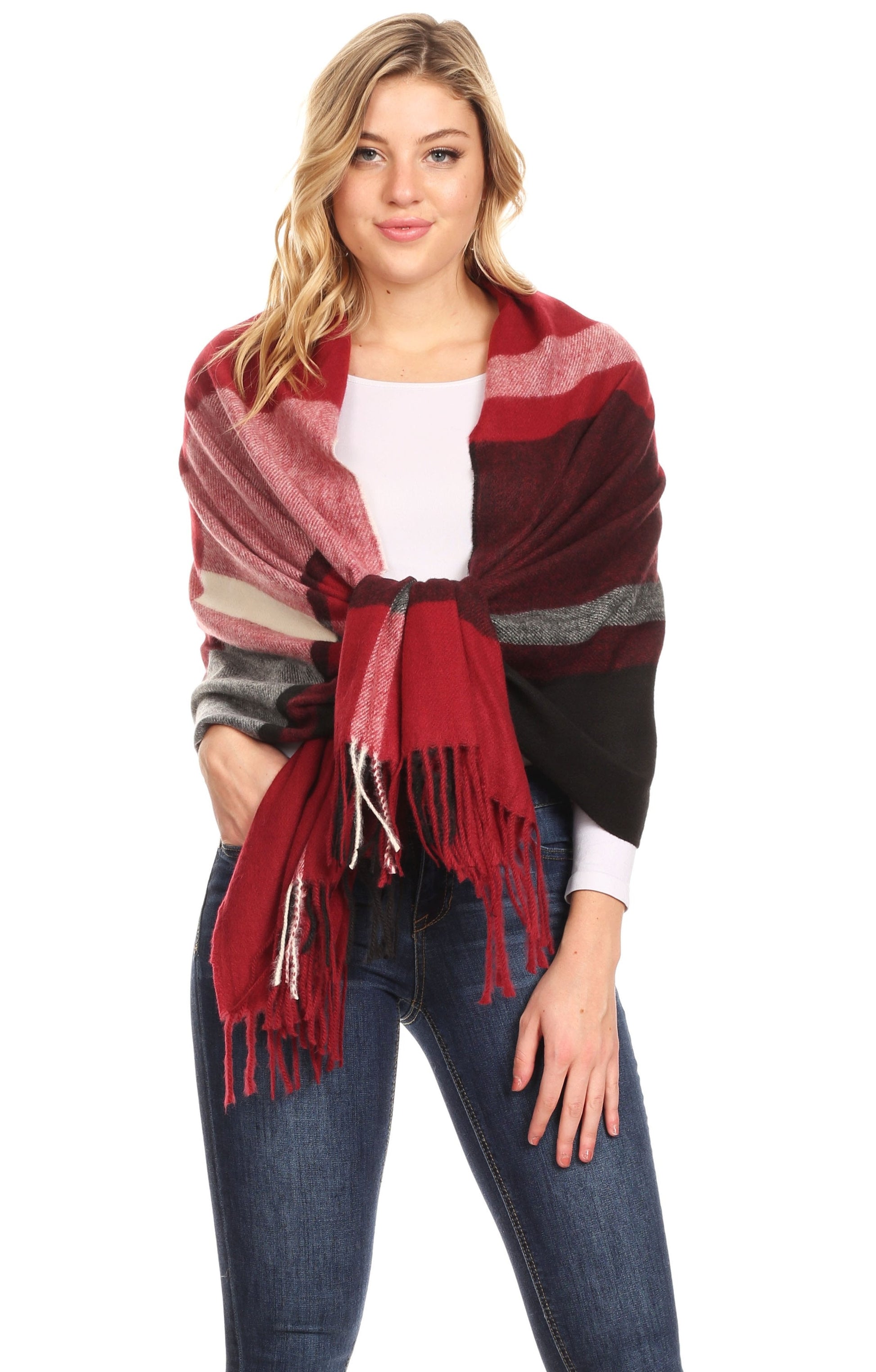 Sakkas Iris Warm Super Soft Cashmere Feel Pashmina Shawl / Scarf with Fringes - Concordia Style Boutique