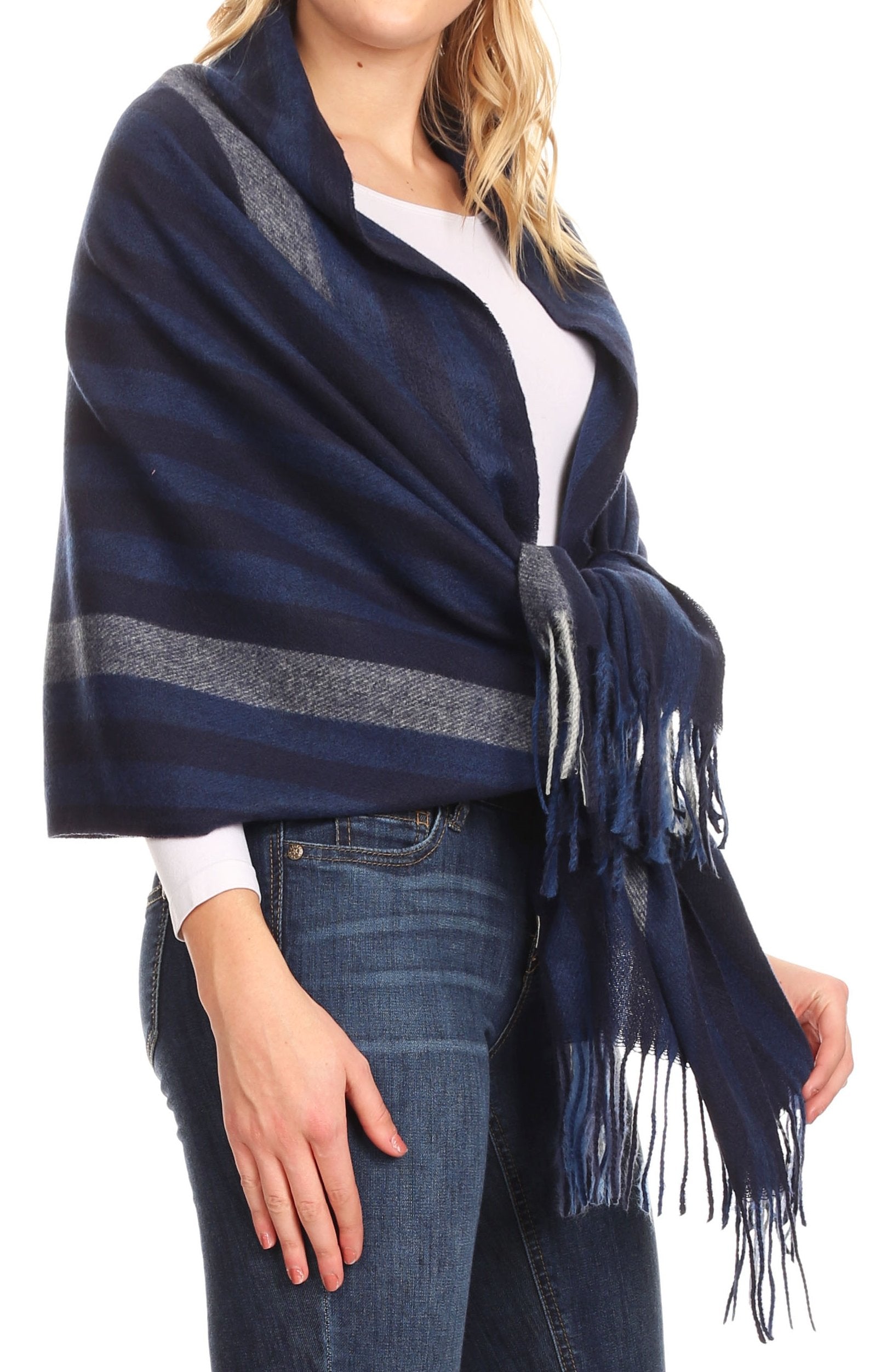 Sakkas Iris Warm Super Soft Cashmere Feel Pashmina Shawl / Scarf with Fringes - Concordia Style Boutique
