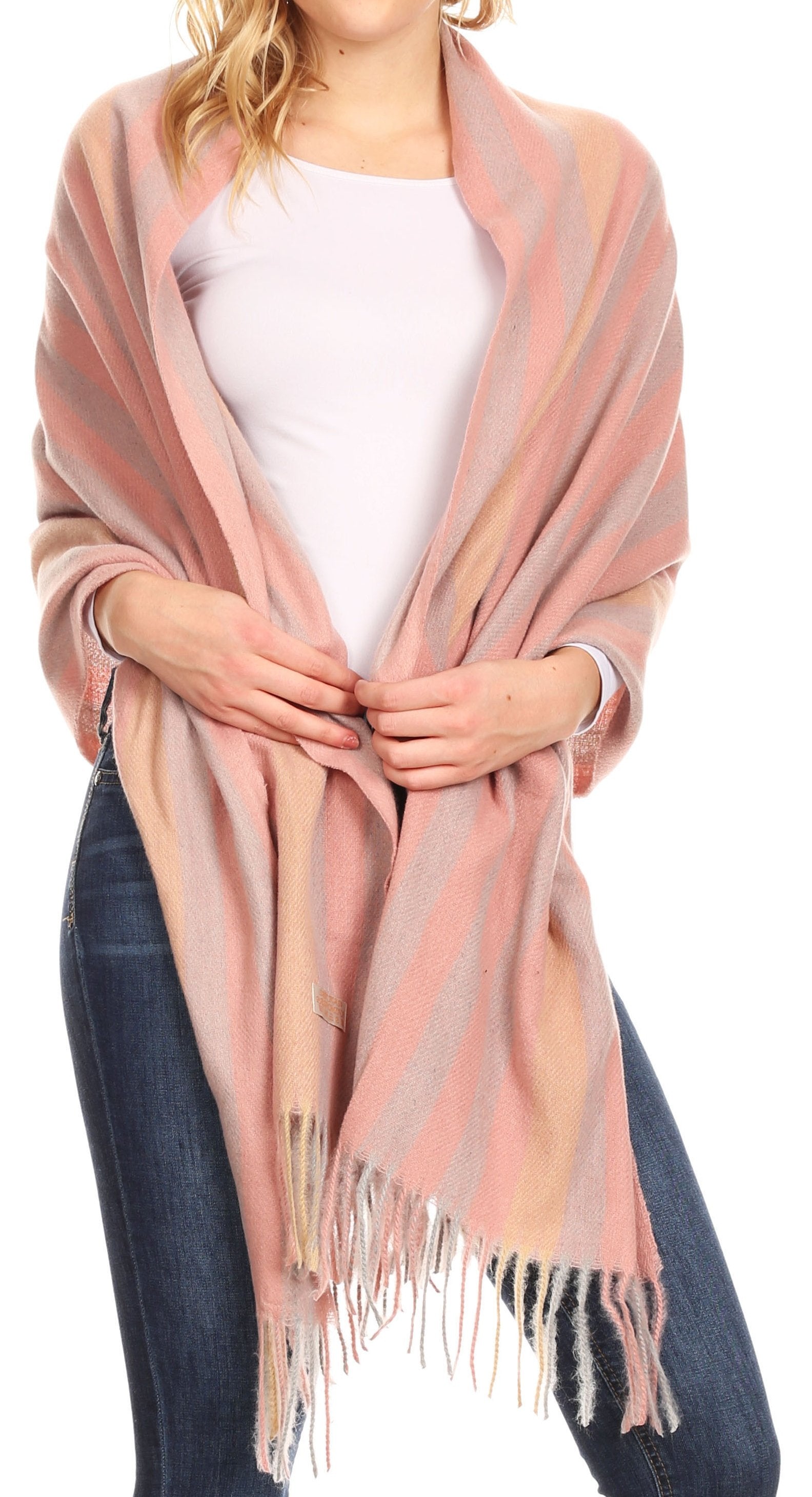Sakkas Iris Warm Super Soft Cashmere Feel Pashmina Shawl / Scarf with Fringes - Concordia Style Boutique