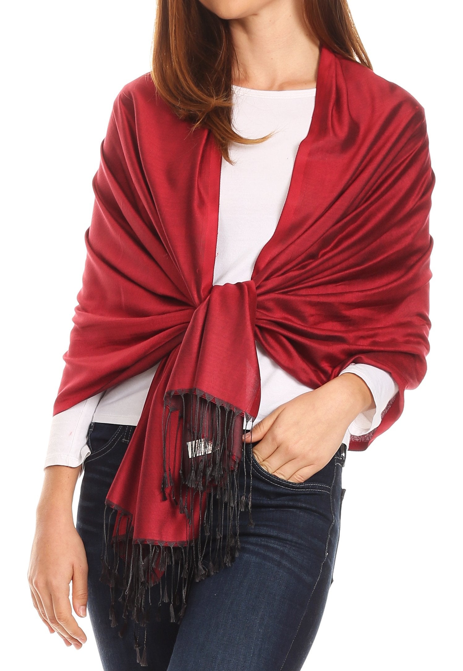 Sakkas Carine Reversible Soft Solid Slight Shimmer Pashmina/ Shawl/ Wrap/ Stole - Concordia Style Boutique