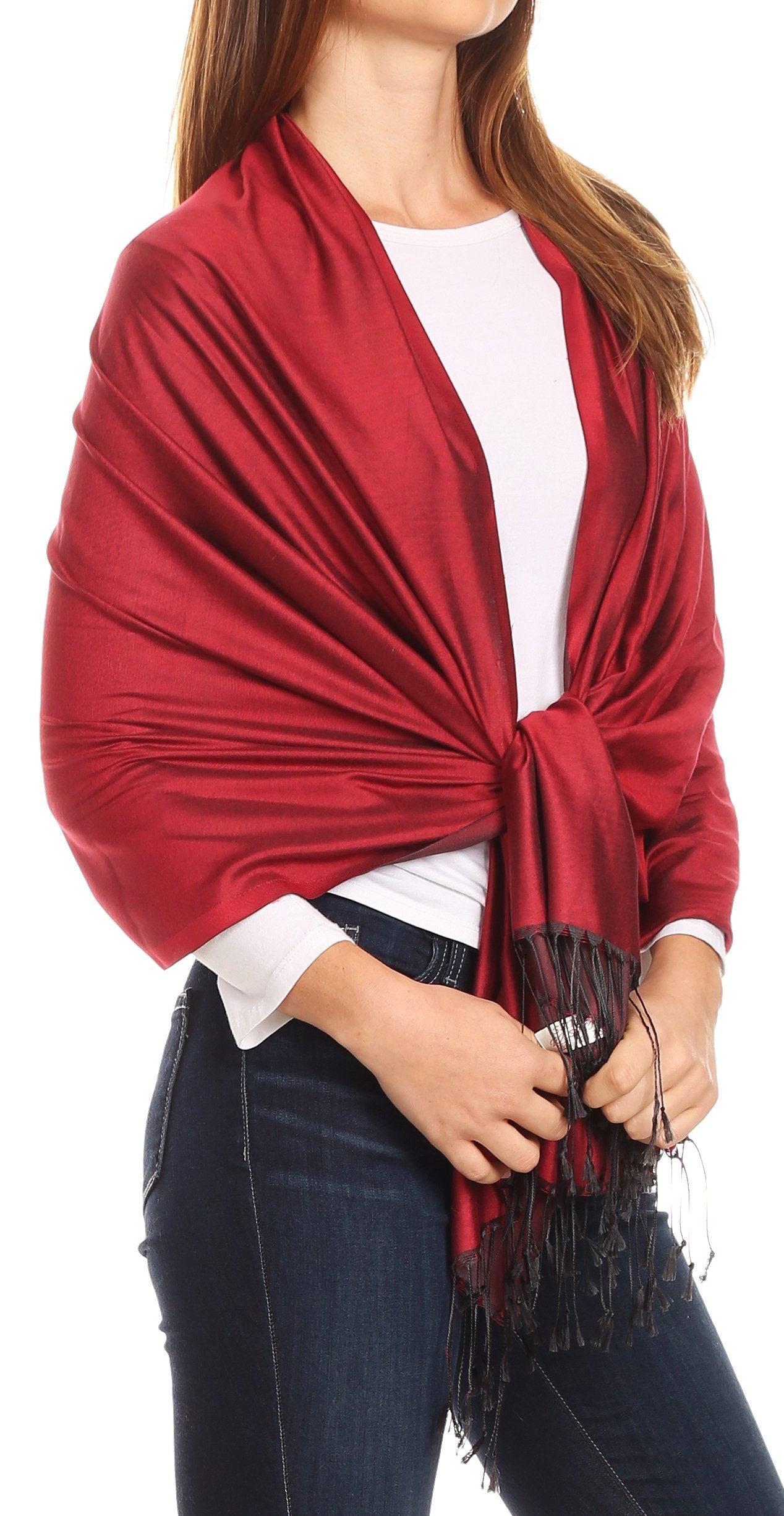 Sakkas Carine Reversible Soft Solid Slight Shimmer Pashmina/ Shawl/ Wrap/ Stole - Concordia Style Boutique