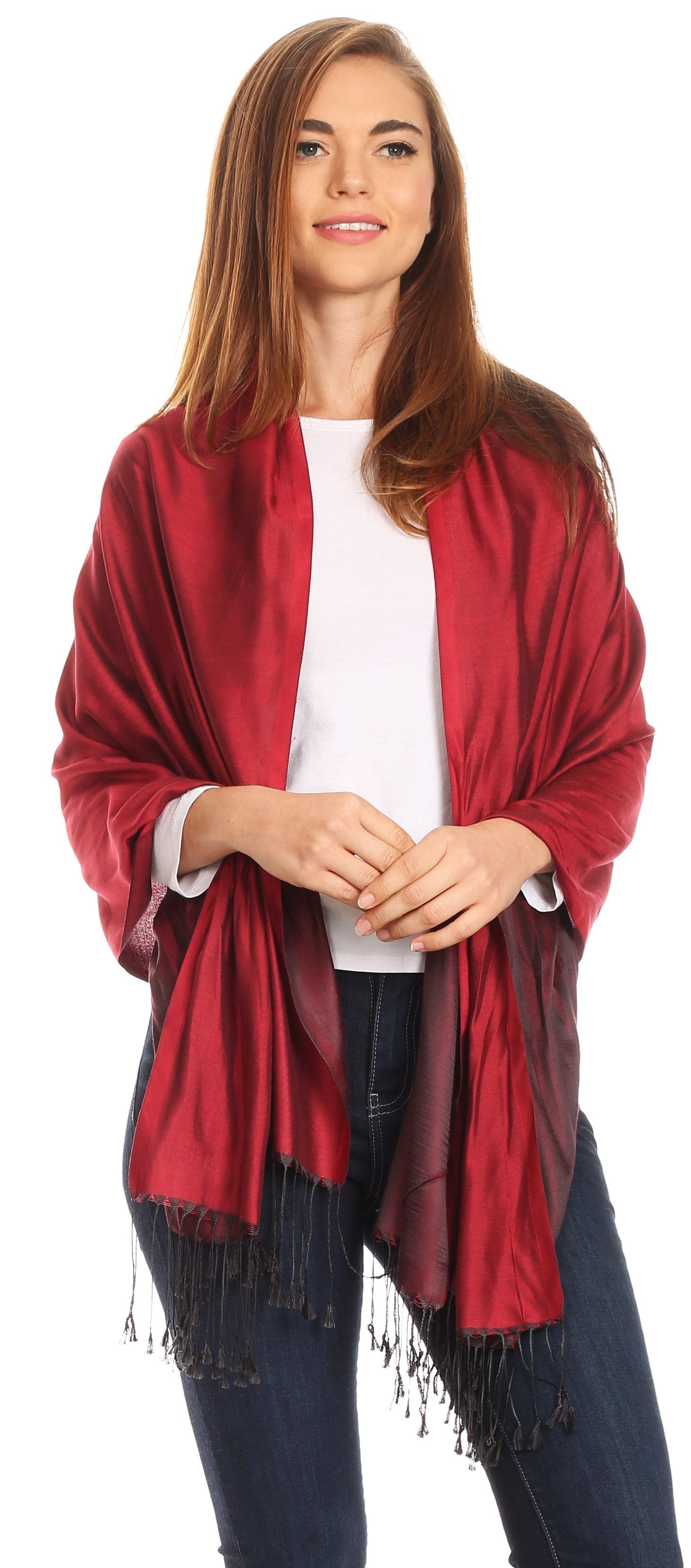 Sakkas Carine Reversible Soft Solid Slight Shimmer Pashmina/ Shawl/ Wrap/ Stole - Concordia Style Boutique