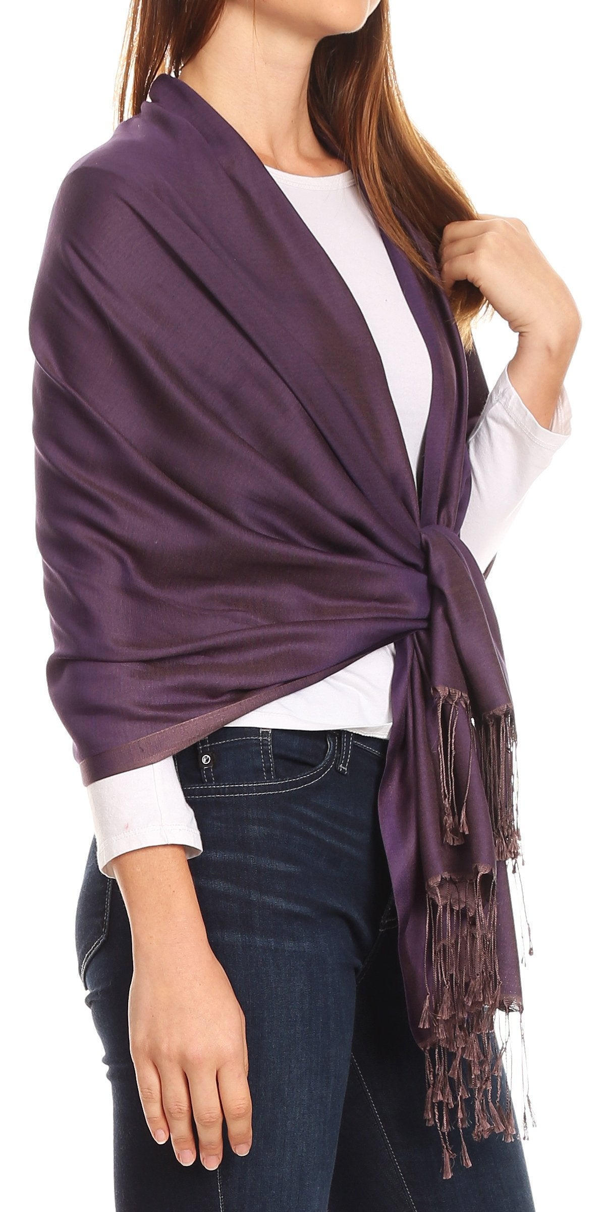 Sakkas Carine Reversible Soft Solid Slight Shimmer Pashmina/ Shawl/ Wrap/ Stole - Concordia Style Boutique