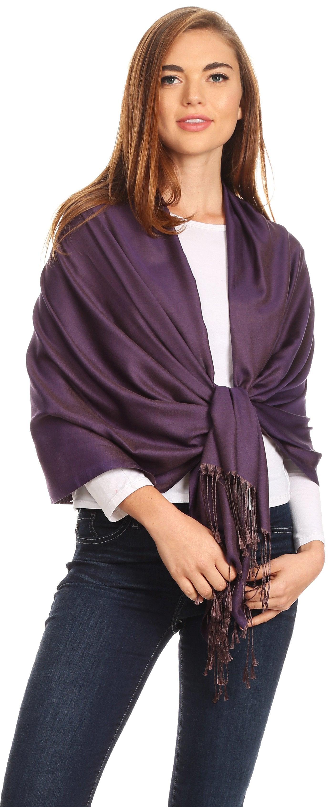 Sakkas Carine Reversible Soft Solid Slight Shimmer Pashmina/ Shawl/ Wrap/ Stole - Concordia Style Boutique