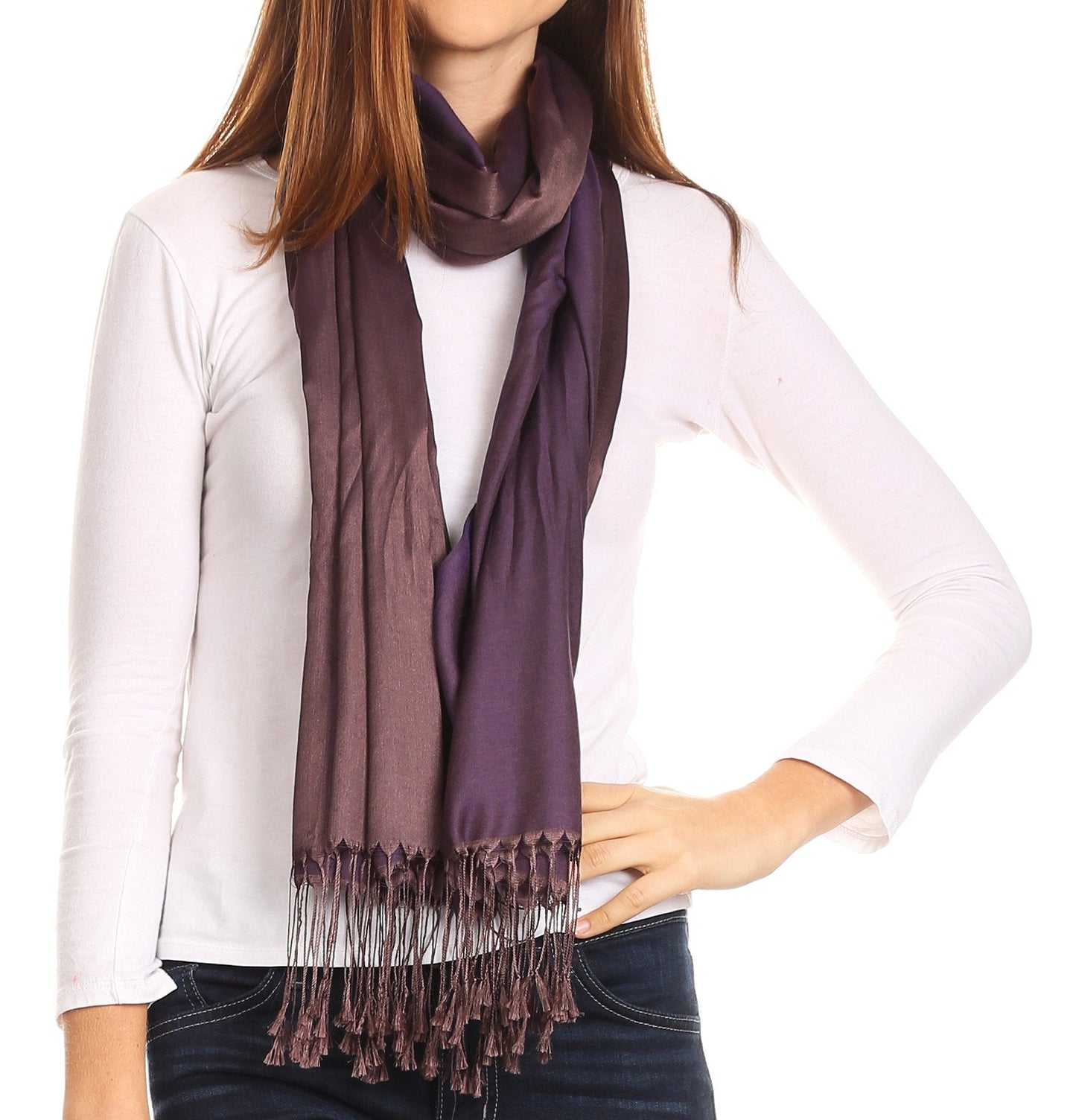 Sakkas Carine Reversible Soft Solid Slight Shimmer Pashmina/ Shawl/ Wrap/ Stole - Concordia Style Boutique