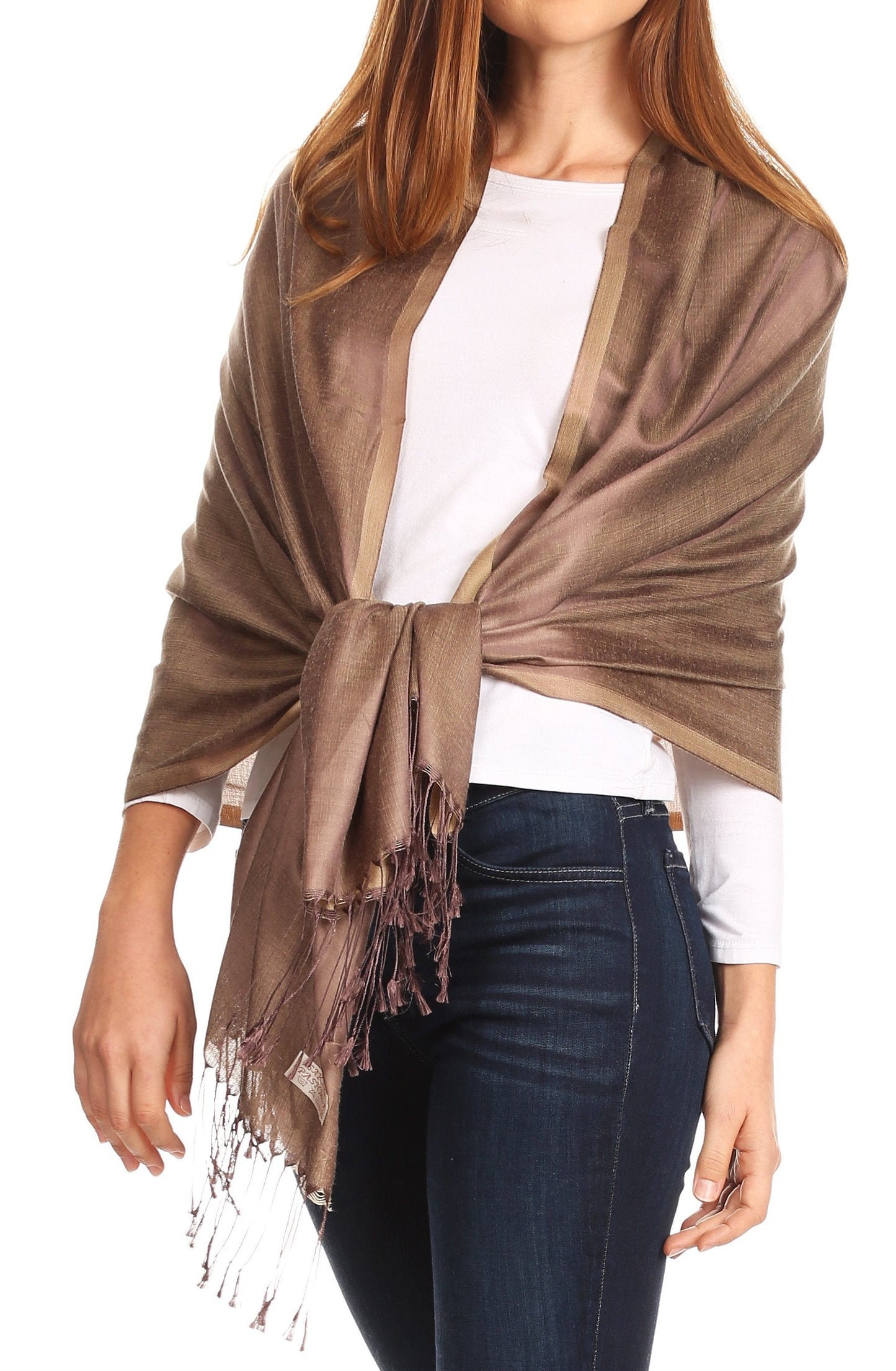 Sakkas Carine Reversible Soft Solid Slight Shimmer Pashmina/ Shawl/ Wrap/ Stole - Concordia Style Boutique