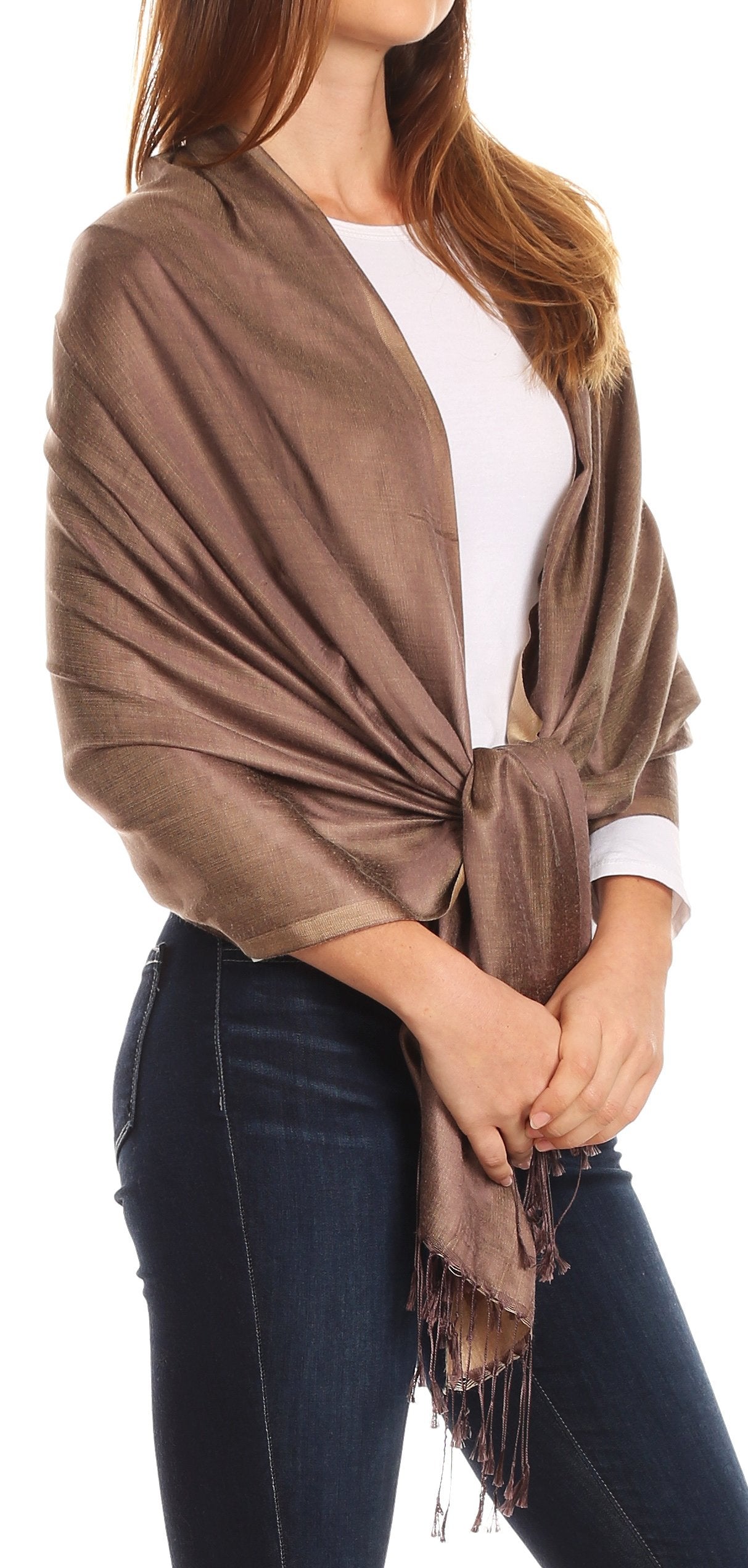 Sakkas Carine Reversible Soft Solid Slight Shimmer Pashmina/ Shawl/ Wrap/ Stole - Concordia Style Boutique