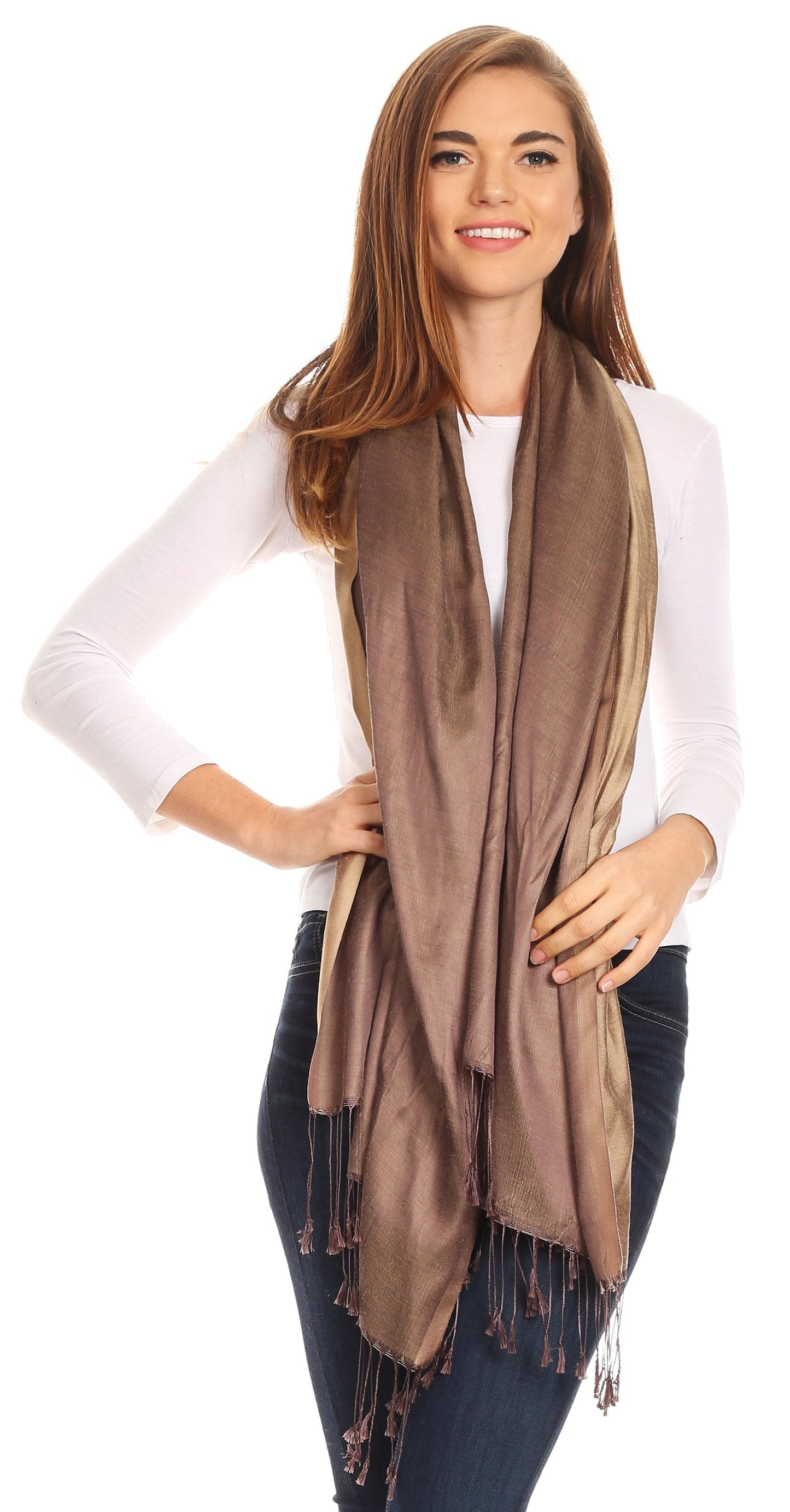Sakkas Carine Reversible Soft Solid Slight Shimmer Pashmina/ Shawl/ Wrap/ Stole - Concordia Style Boutique
