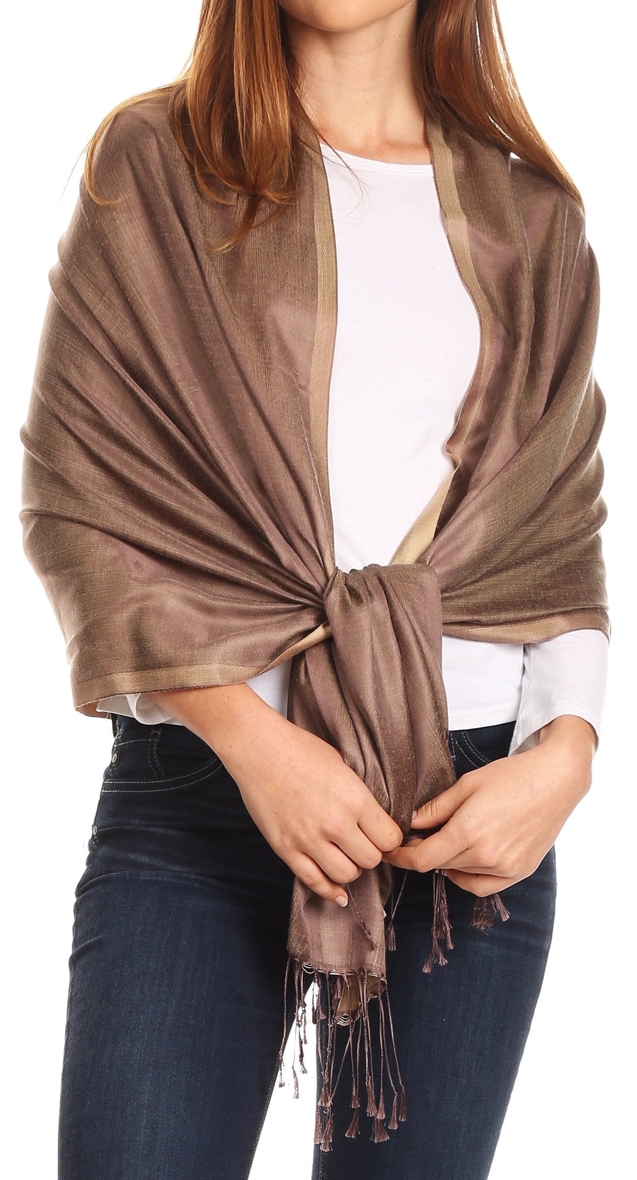 Sakkas Carine Reversible Soft Solid Slight Shimmer Pashmina/ Shawl/ Wrap/ Stole - Concordia Style Boutique