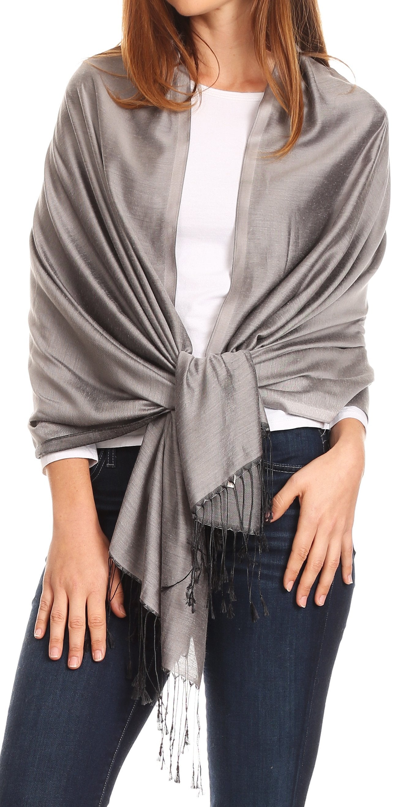 Sakkas Carine Reversible Soft Solid Slight Shimmer Pashmina/ Shawl/ Wrap/ Stole - Concordia Style Boutique