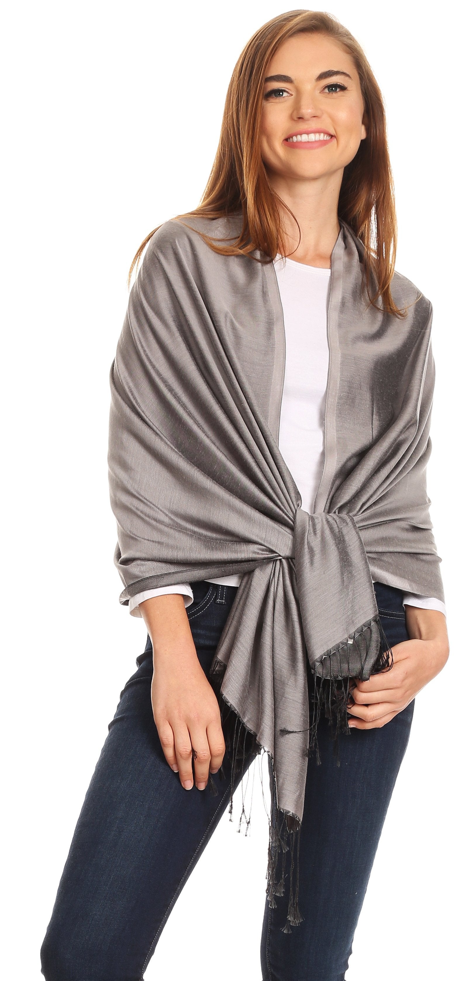 Sakkas Carine Reversible Soft Solid Slight Shimmer Pashmina/ Shawl/ Wrap/ Stole - Concordia Style Boutique