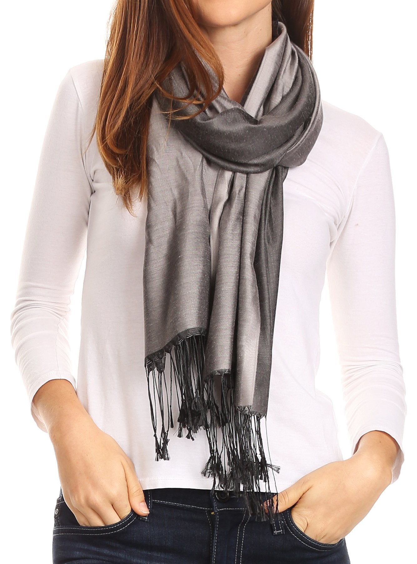 Sakkas Carine Reversible Soft Solid Slight Shimmer Pashmina/ Shawl/ Wrap/ Stole - Concordia Style Boutique