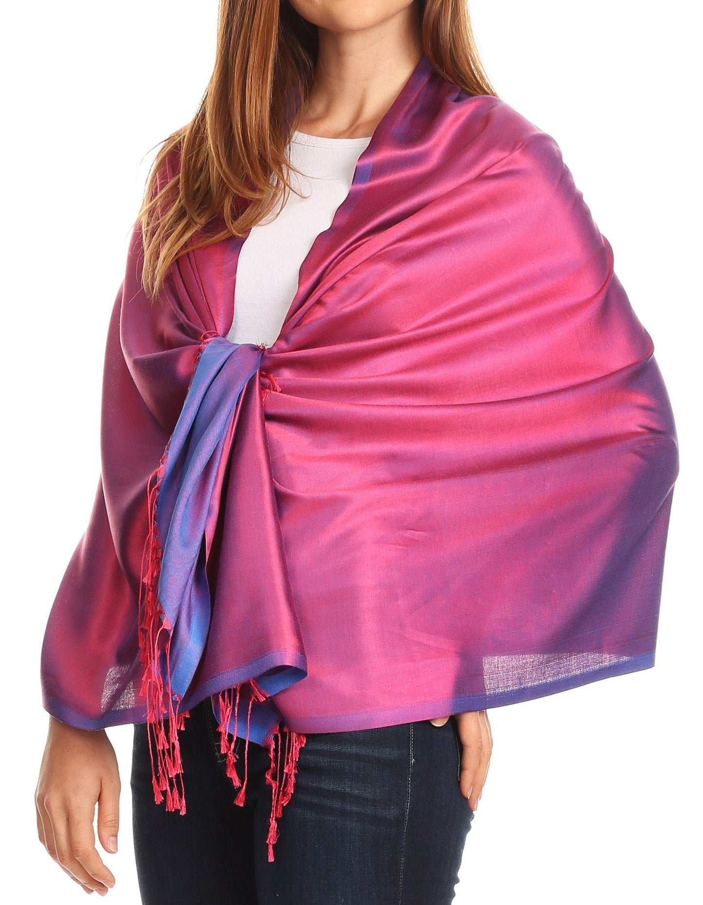Sakkas Carine Reversible Soft Solid Slight Shimmer Pashmina/ Shawl/ Wrap/ Stole - Concordia Style Boutique