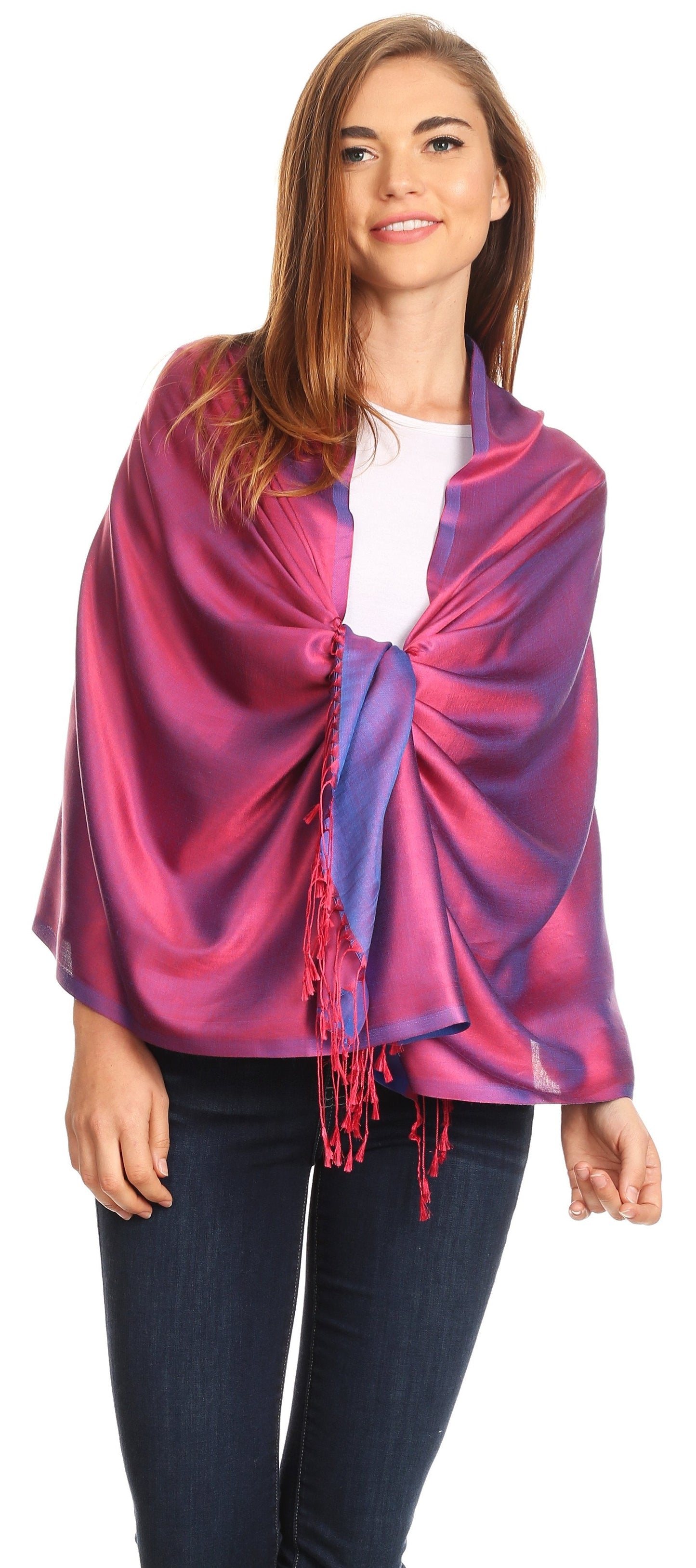 Sakkas Carine Reversible Soft Solid Slight Shimmer Pashmina/ Shawl/ Wrap/ Stole - Concordia Style Boutique