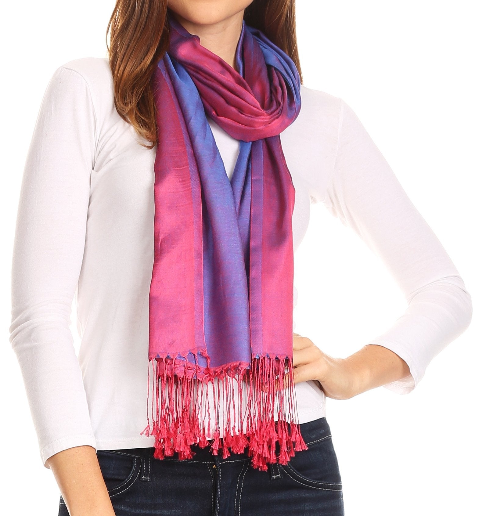 Sakkas Carine Reversible Soft Solid Slight Shimmer Pashmina/ Shawl/ Wrap/ Stole - Concordia Style Boutique