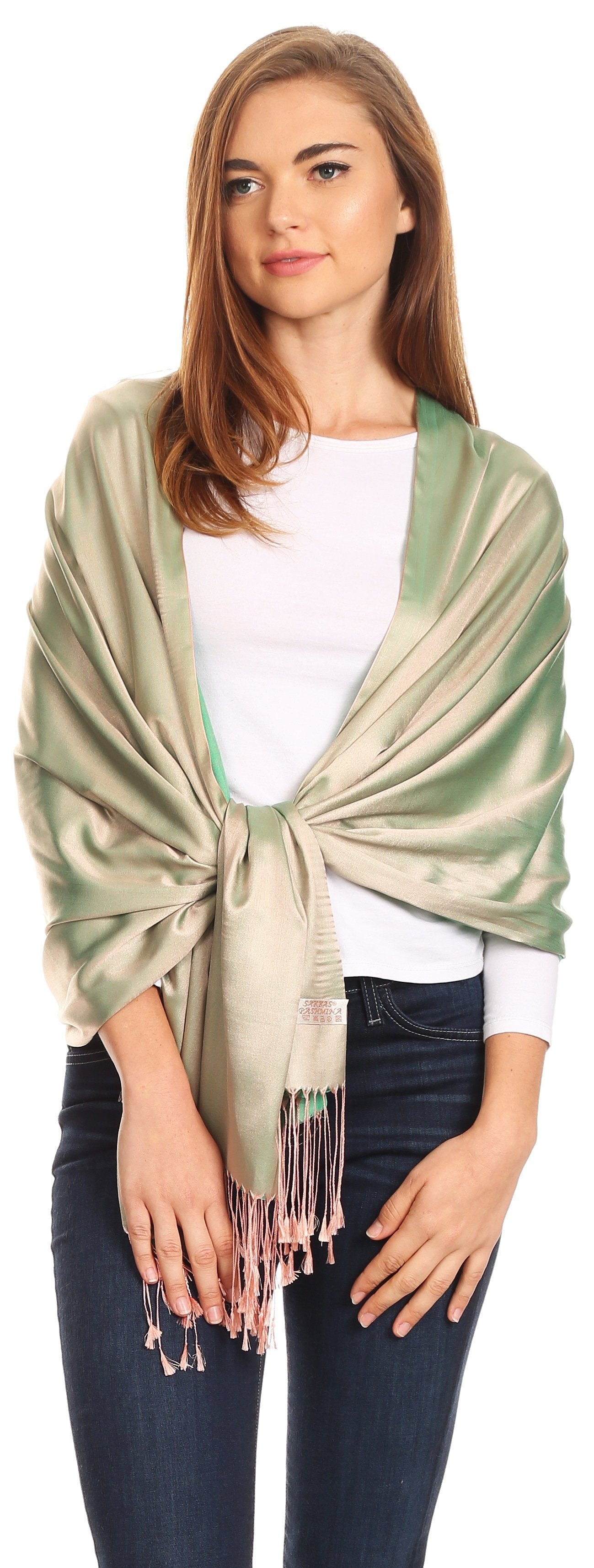Sakkas Carine Reversible Soft Solid Slight Shimmer Pashmina/ Shawl/ Wrap/ Stole - Concordia Style Boutique