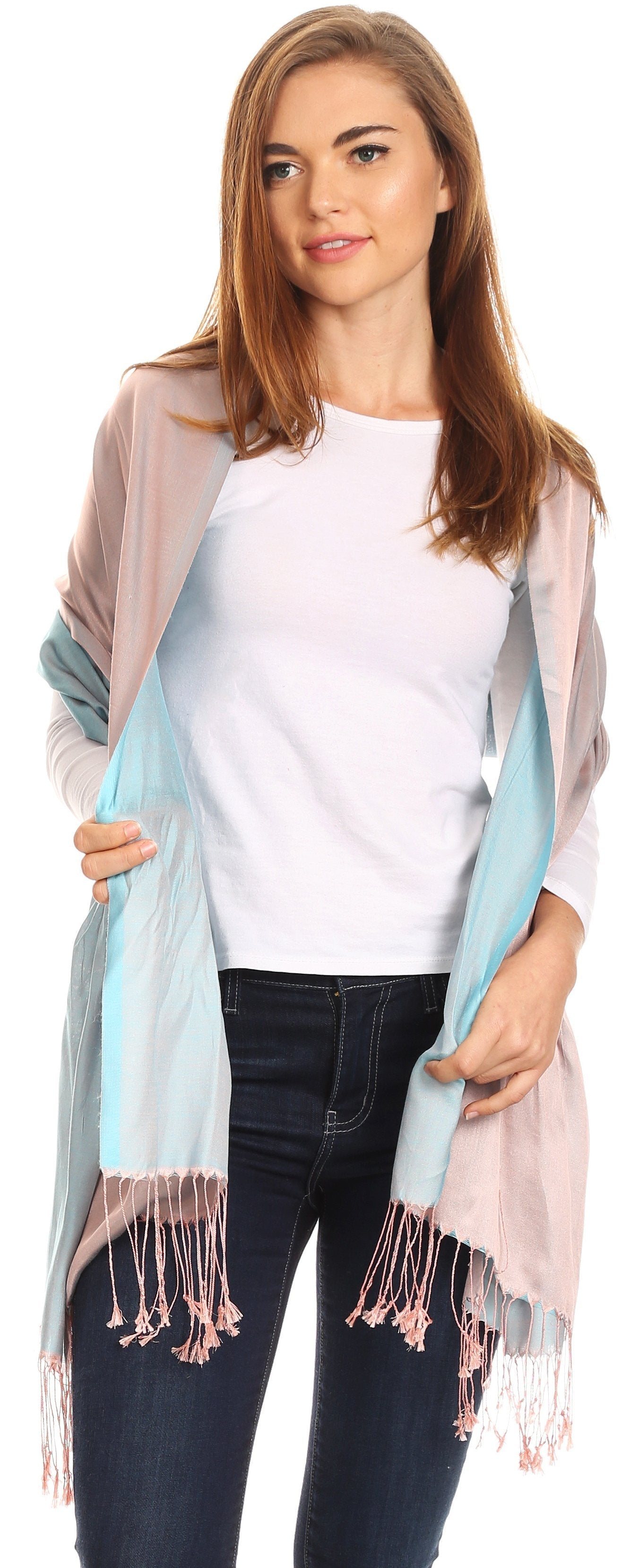 Sakkas Carine Reversible Soft Solid Slight Shimmer Pashmina/ Shawl/ Wrap/ Stole - Concordia Style Boutique