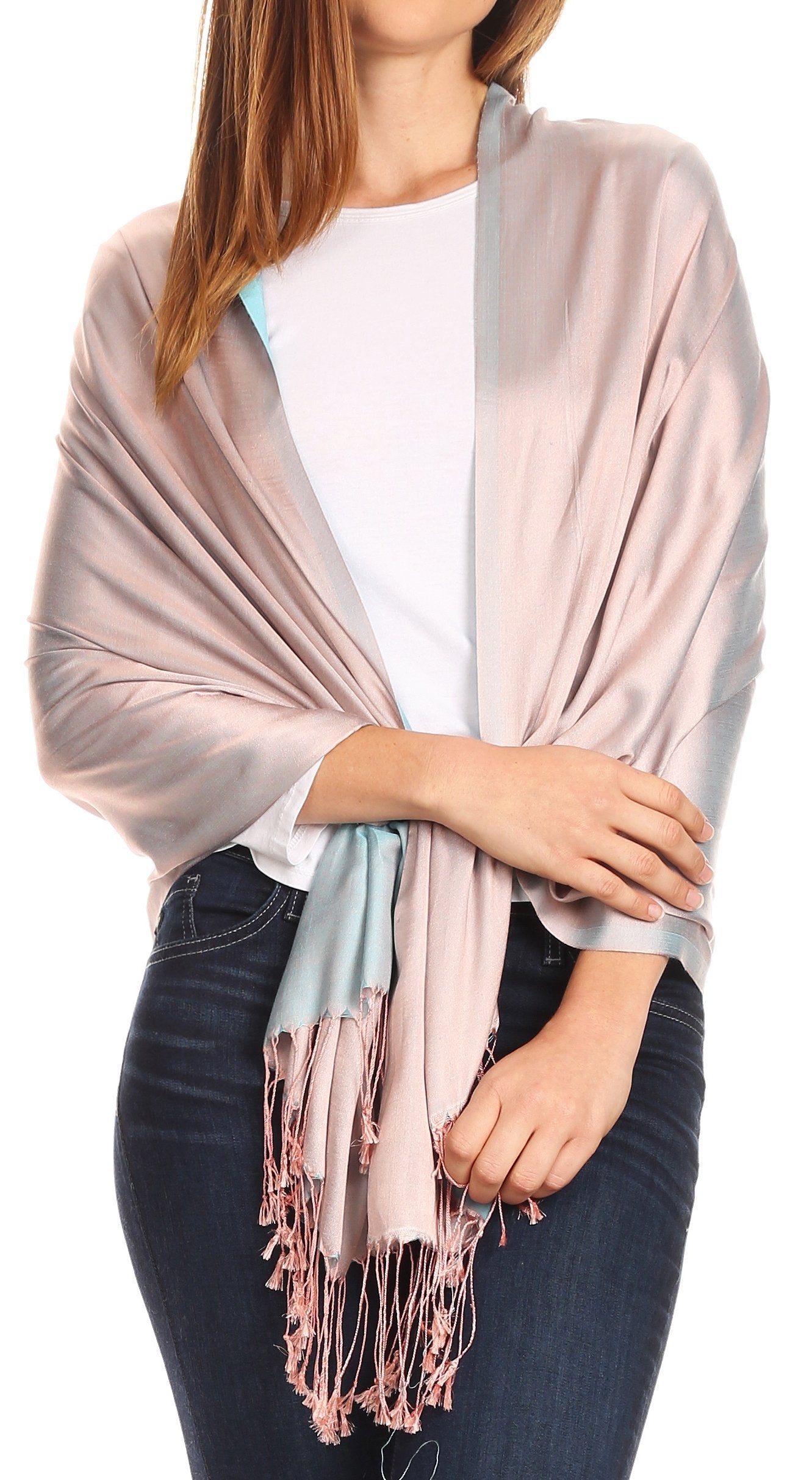 Sakkas Carine Reversible Soft Solid Slight Shimmer Pashmina/ Shawl/ Wrap/ Stole - Concordia Style Boutique