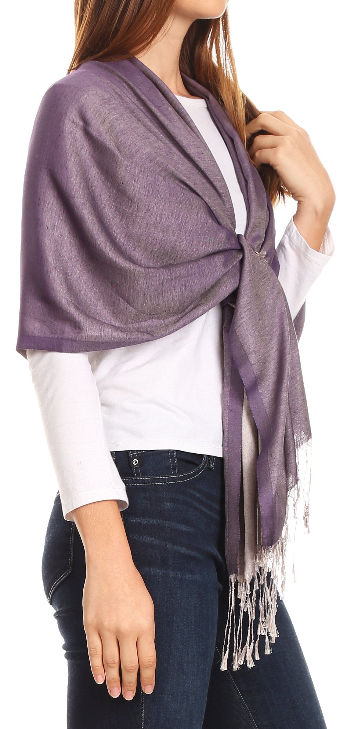 Sakkas Carine Reversible Soft Solid Slight Shimmer Pashmina/ Shawl/ Wrap/ Stole - Concordia Style Boutique