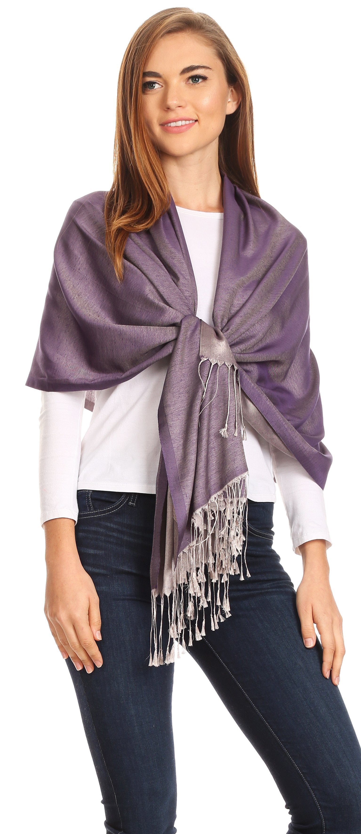 Sakkas Carine Reversible Soft Solid Slight Shimmer Pashmina/ Shawl/ Wrap/ Stole - Concordia Style Boutique