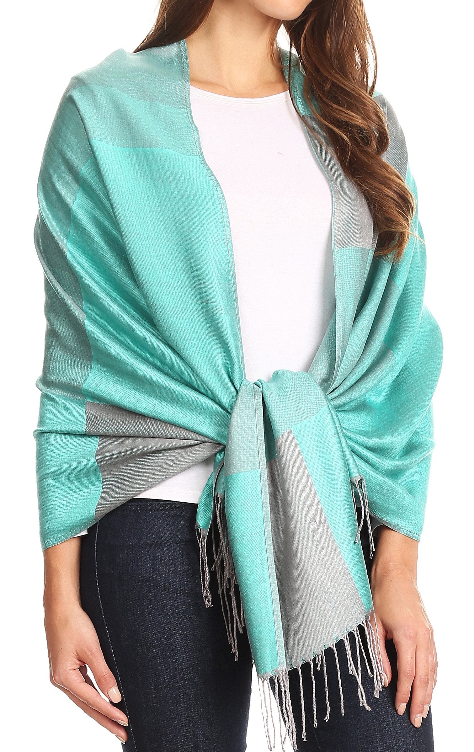 Sakkas Nicola Reversible Warm and Soft Unisex Scarf Stole Wrap Solid Color-block - Concordia Style Boutique