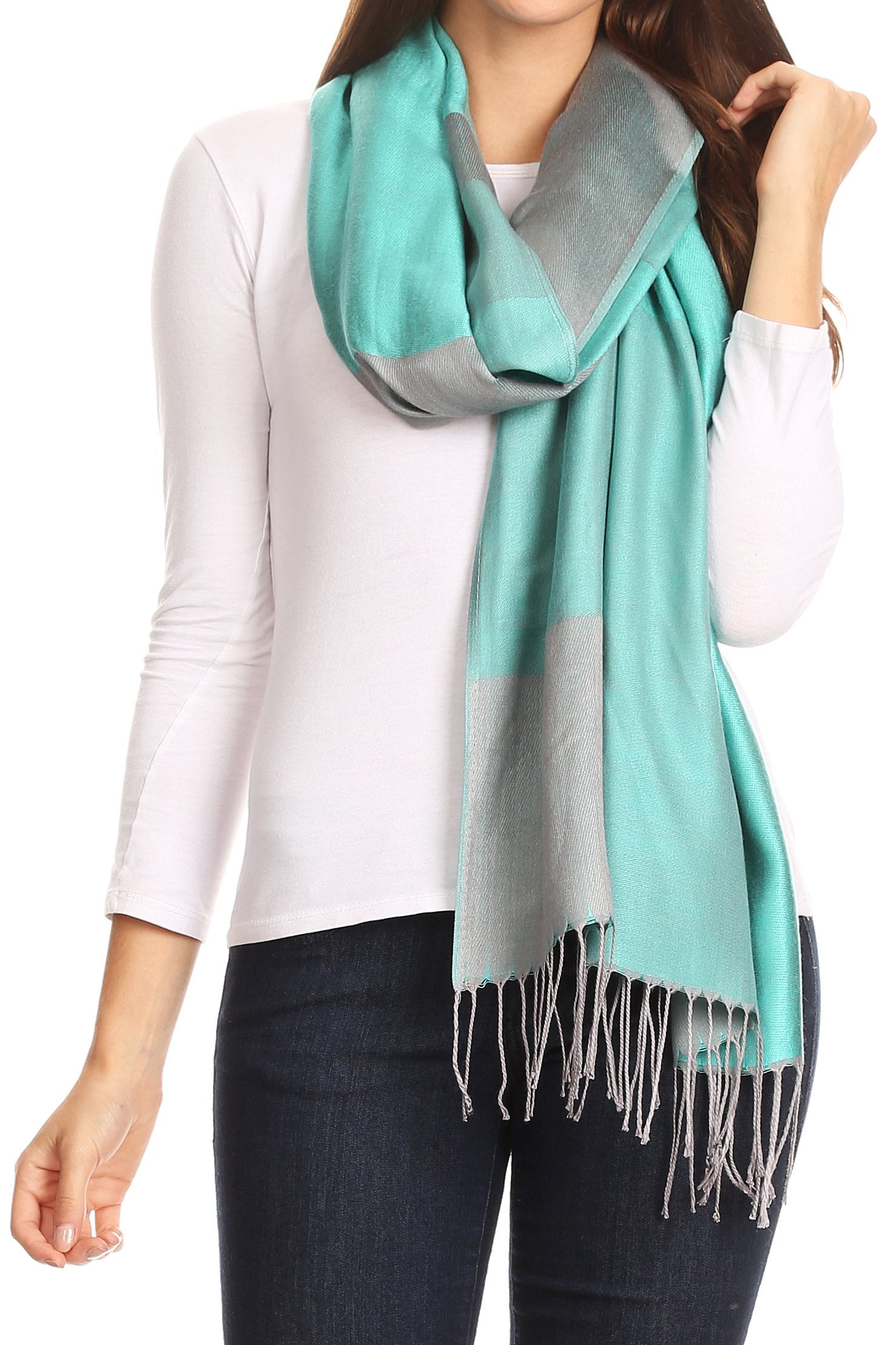 Sakkas Nicola Reversible Warm and Soft Unisex Scarf Stole Wrap Solid Color-block - Concordia Style Boutique