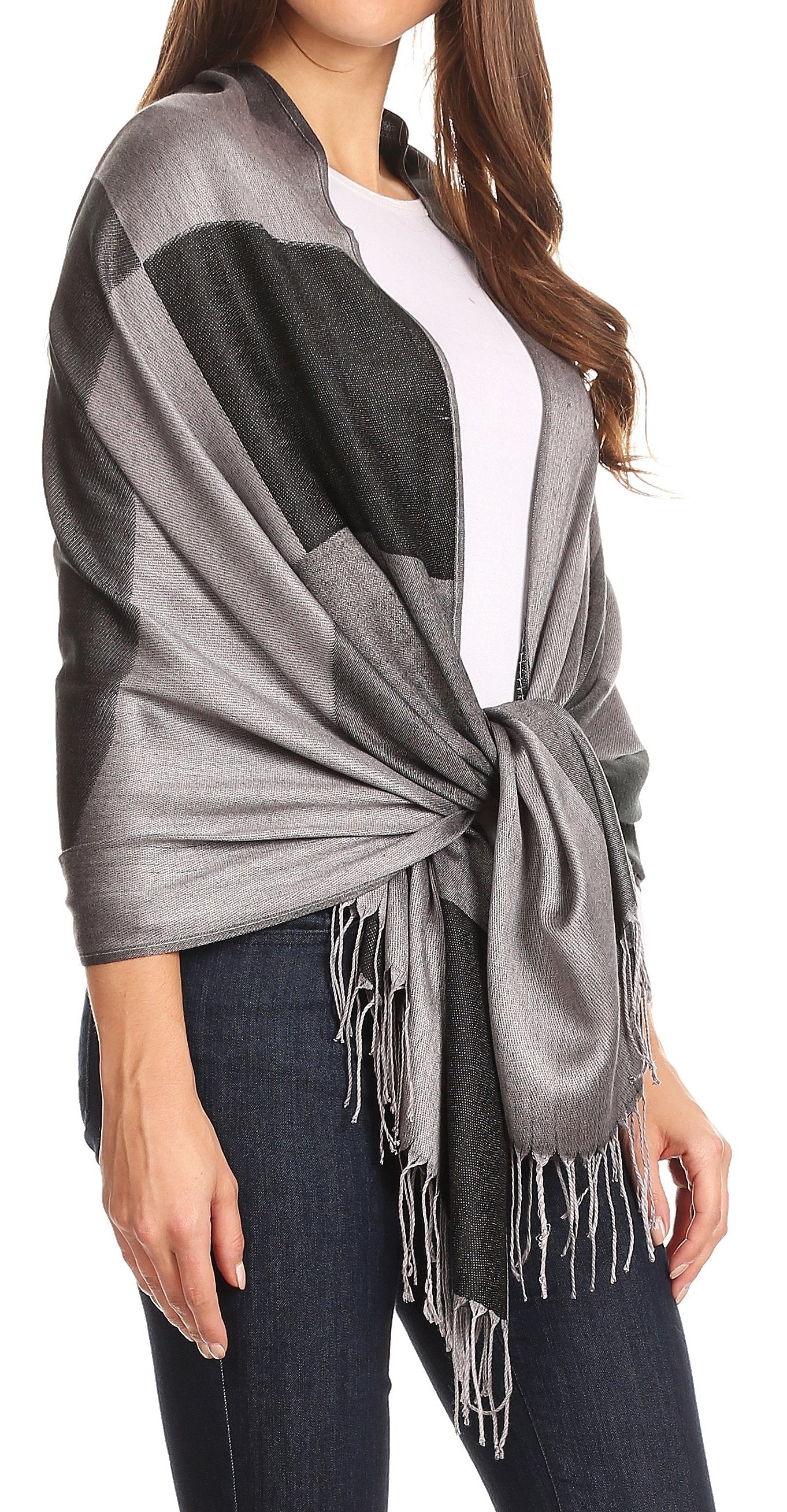 Sakkas Nicola Reversible Warm and Soft Unisex Scarf Stole Wrap Solid Color-block - Concordia Style Boutique