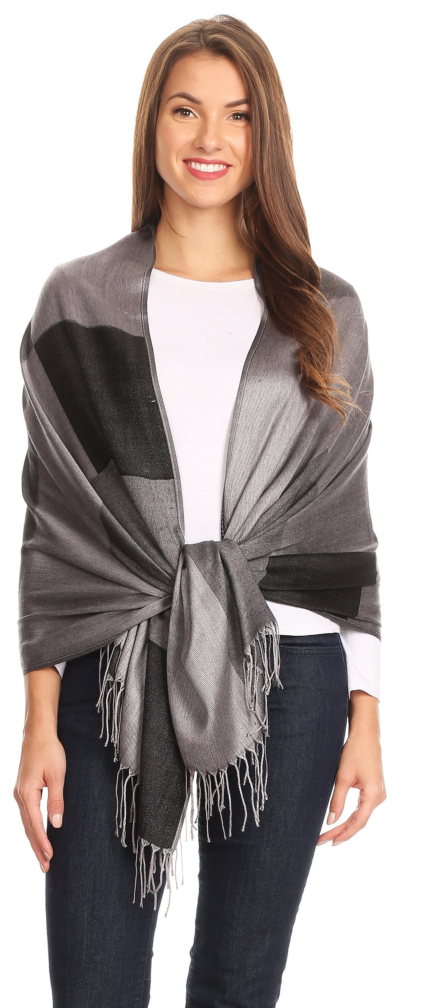 Sakkas Nicola Reversible Warm and Soft Unisex Scarf Stole Wrap Solid Color-block - Concordia Style Boutique