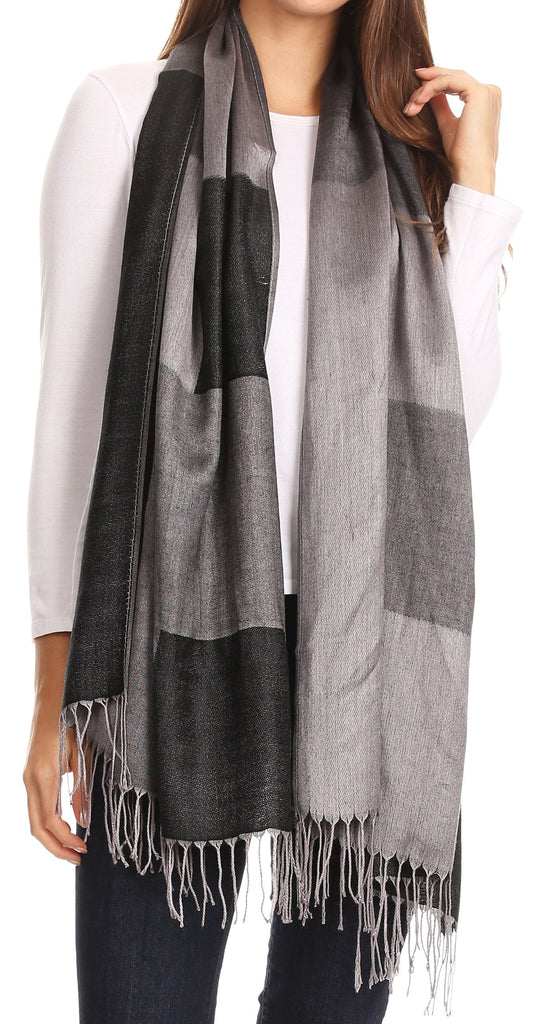 Sakkas Nicola Reversible Warm and Soft Unisex Scarf Stole Wrap Solid Color-block - Concordia Style Boutique