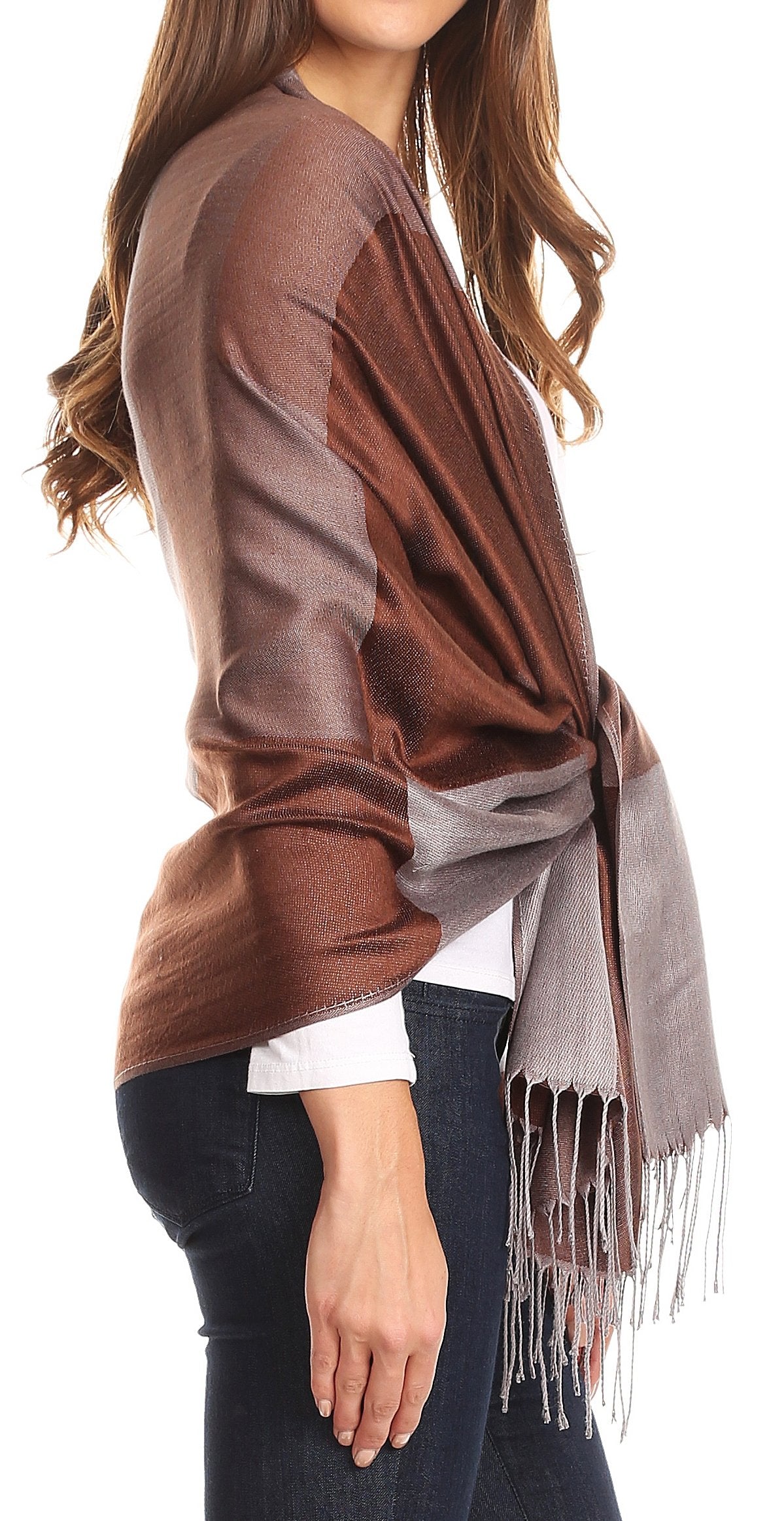 Sakkas Nicola Reversible Warm and Soft Unisex Scarf Stole Wrap Solid Color-block - Concordia Style Boutique