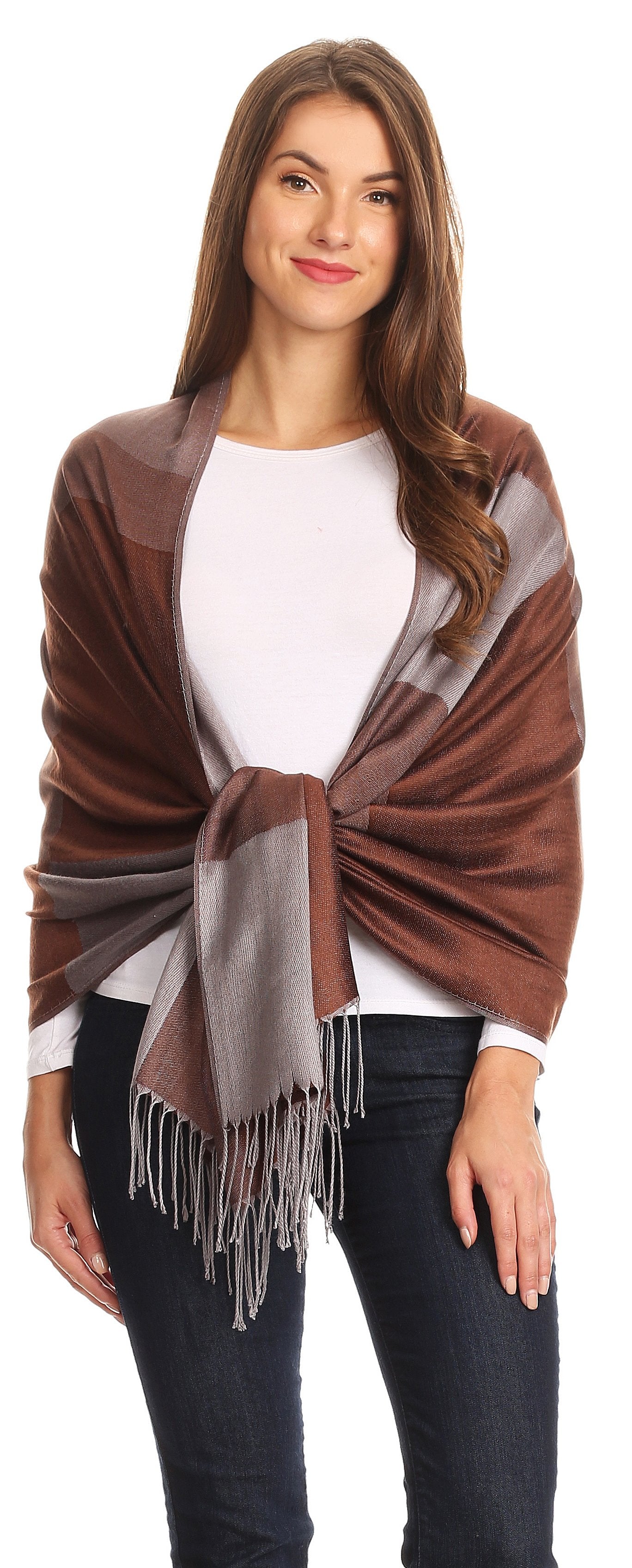 Sakkas Nicola Reversible Warm and Soft Unisex Scarf Stole Wrap Solid Color-block - Concordia Style Boutique