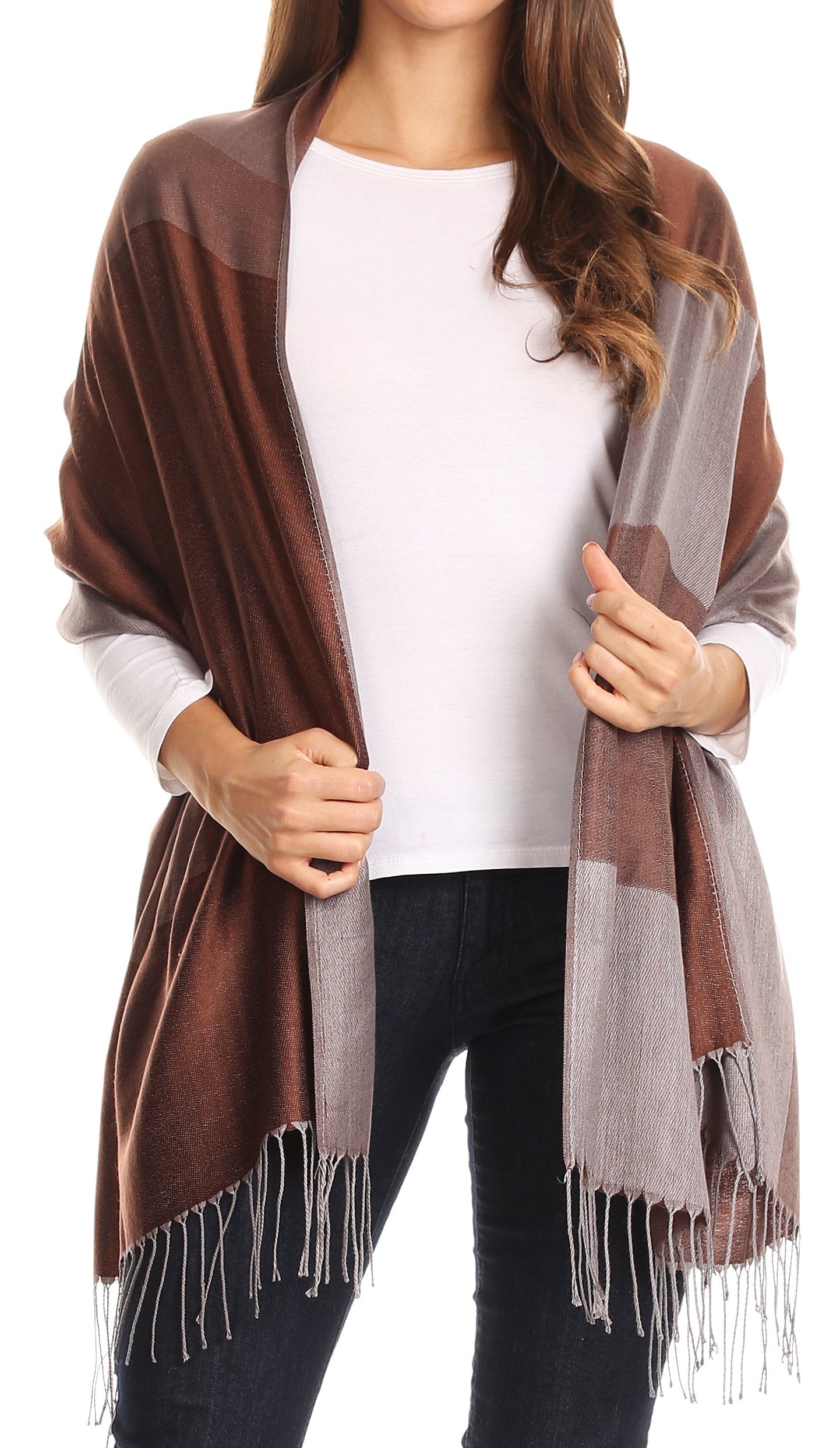 Sakkas Nicola Reversible Warm and Soft Unisex Scarf Stole Wrap Solid Color-block - Concordia Style Boutique