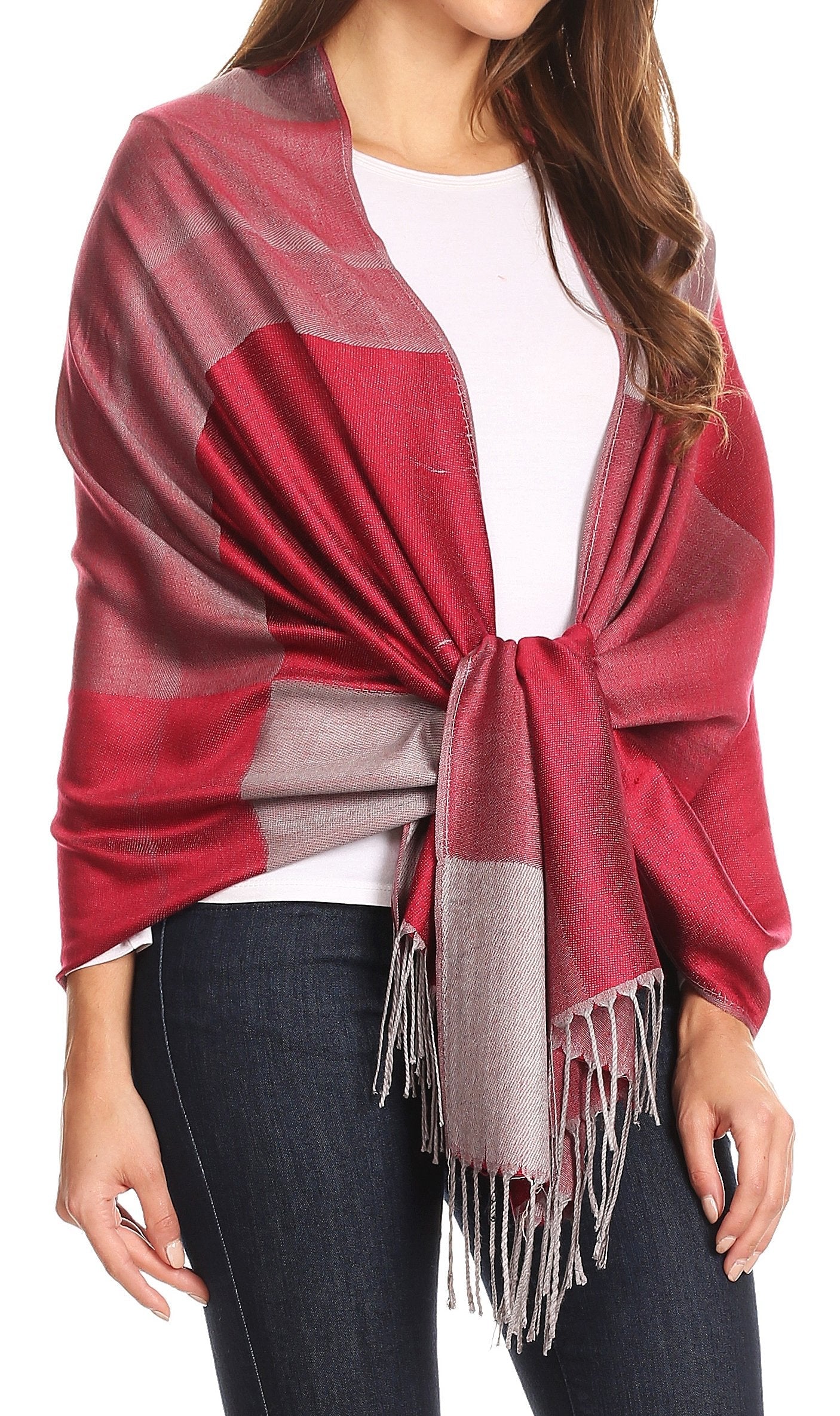 Sakkas Nicola Reversible Warm and Soft Unisex Scarf Stole Wrap Solid Color-block - Concordia Style Boutique
