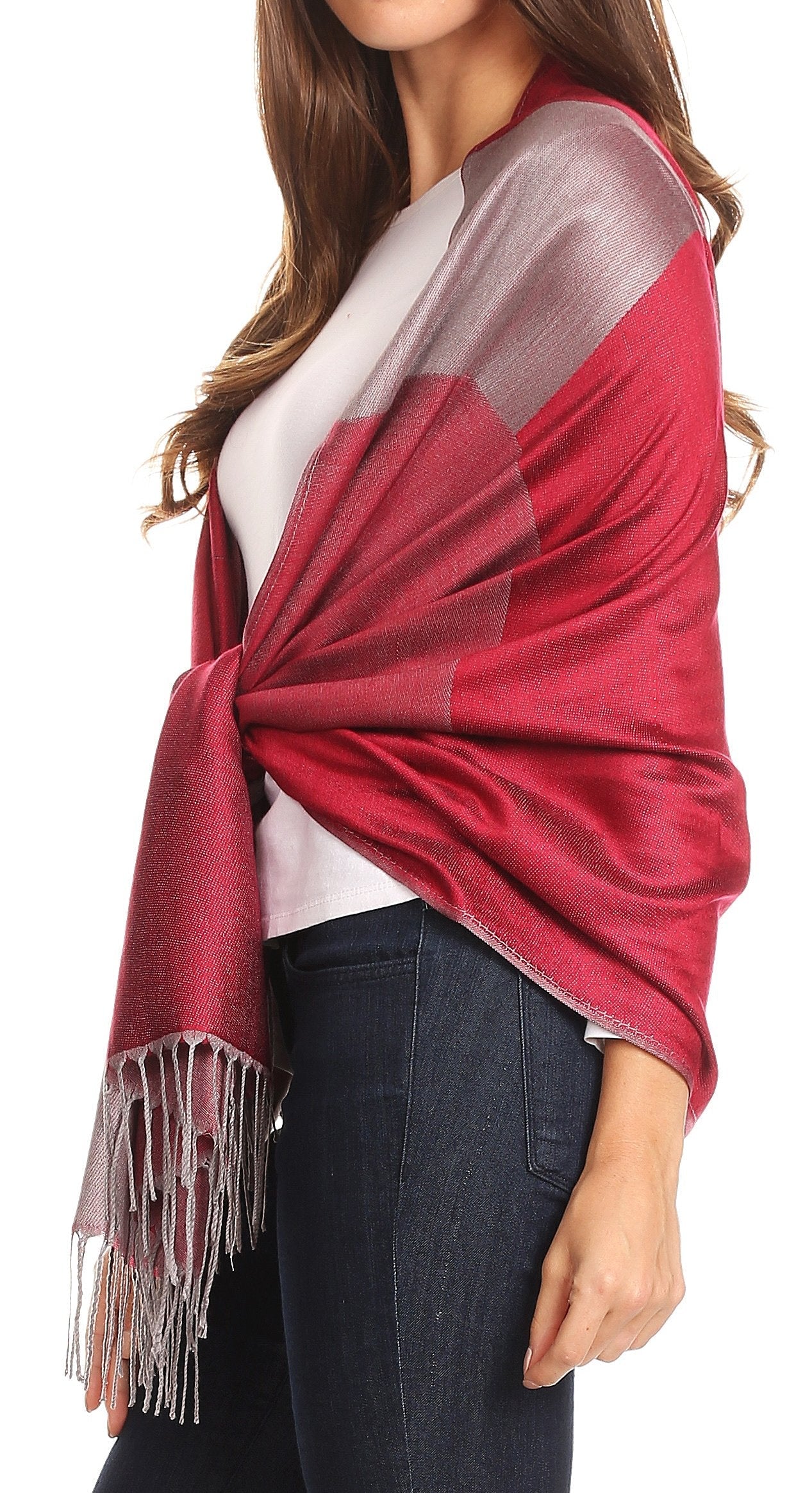 Sakkas Nicola Reversible Warm and Soft Unisex Scarf Stole Wrap Solid Color-block - Concordia Style Boutique