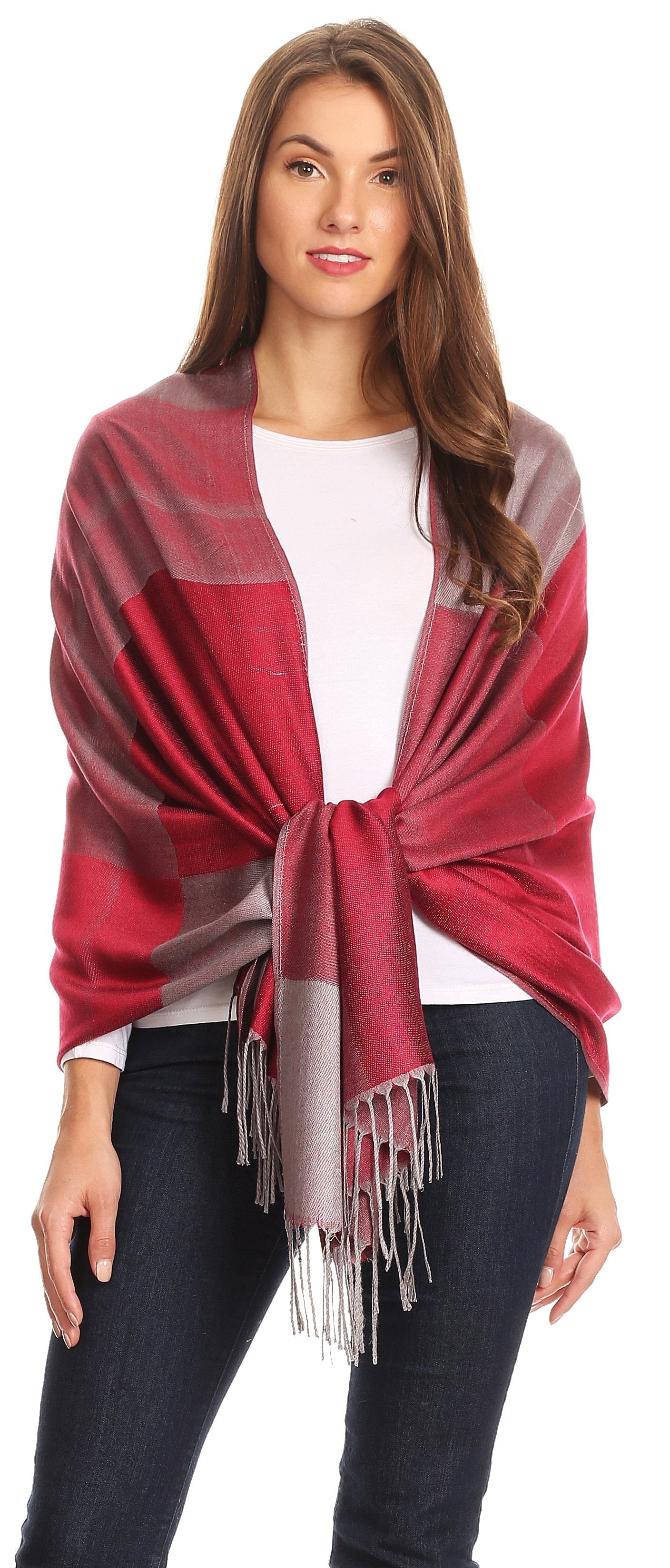 Sakkas Nicola Reversible Warm and Soft Unisex Scarf Stole Wrap Solid Color-block - Concordia Style Boutique