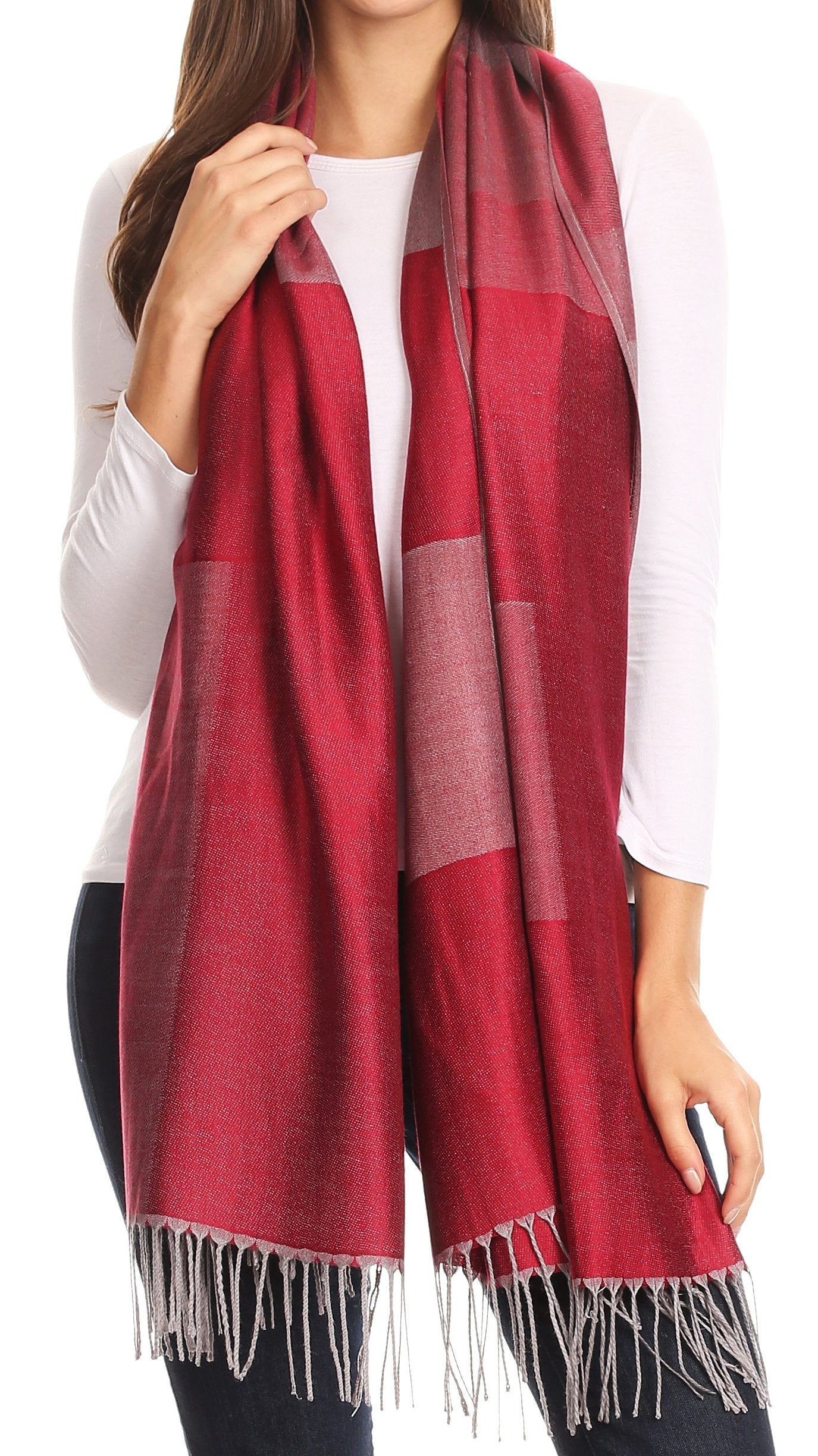 Sakkas Nicola Reversible Warm and Soft Unisex Scarf Stole Wrap Solid Color-block - Concordia Style Boutique