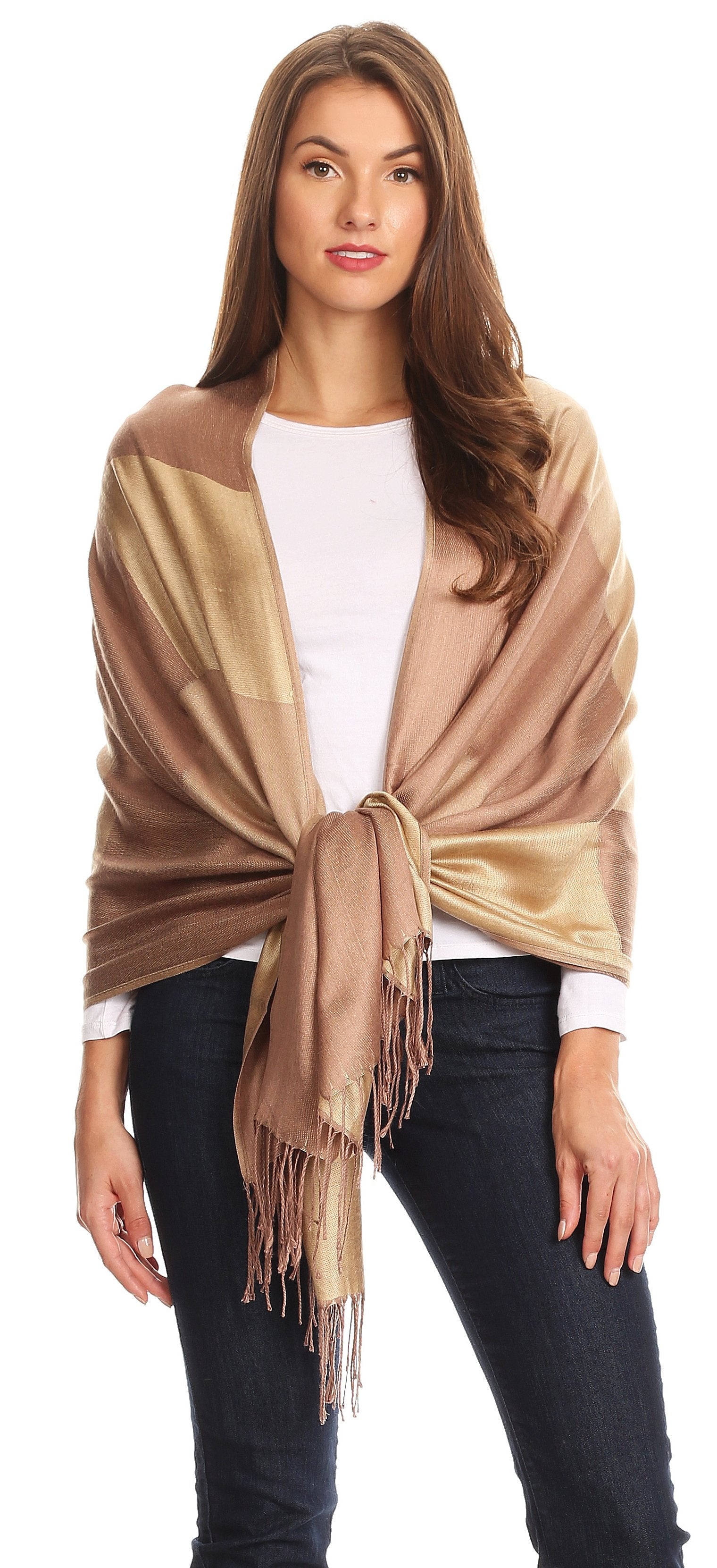 Sakkas Nicola Reversible Warm and Soft Unisex Scarf Stole Wrap Solid Color-block - Concordia Style Boutique