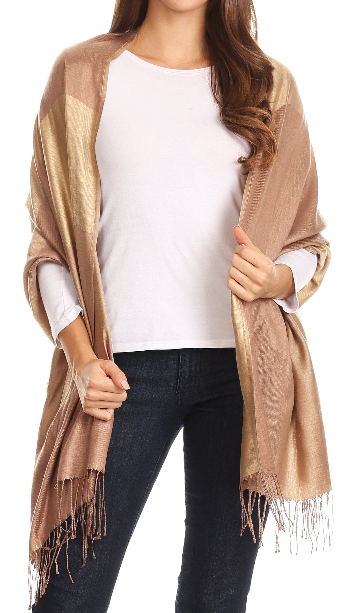 Sakkas Nicola Reversible Warm and Soft Unisex Scarf Stole Wrap Solid Color-block - Concordia Style Boutique