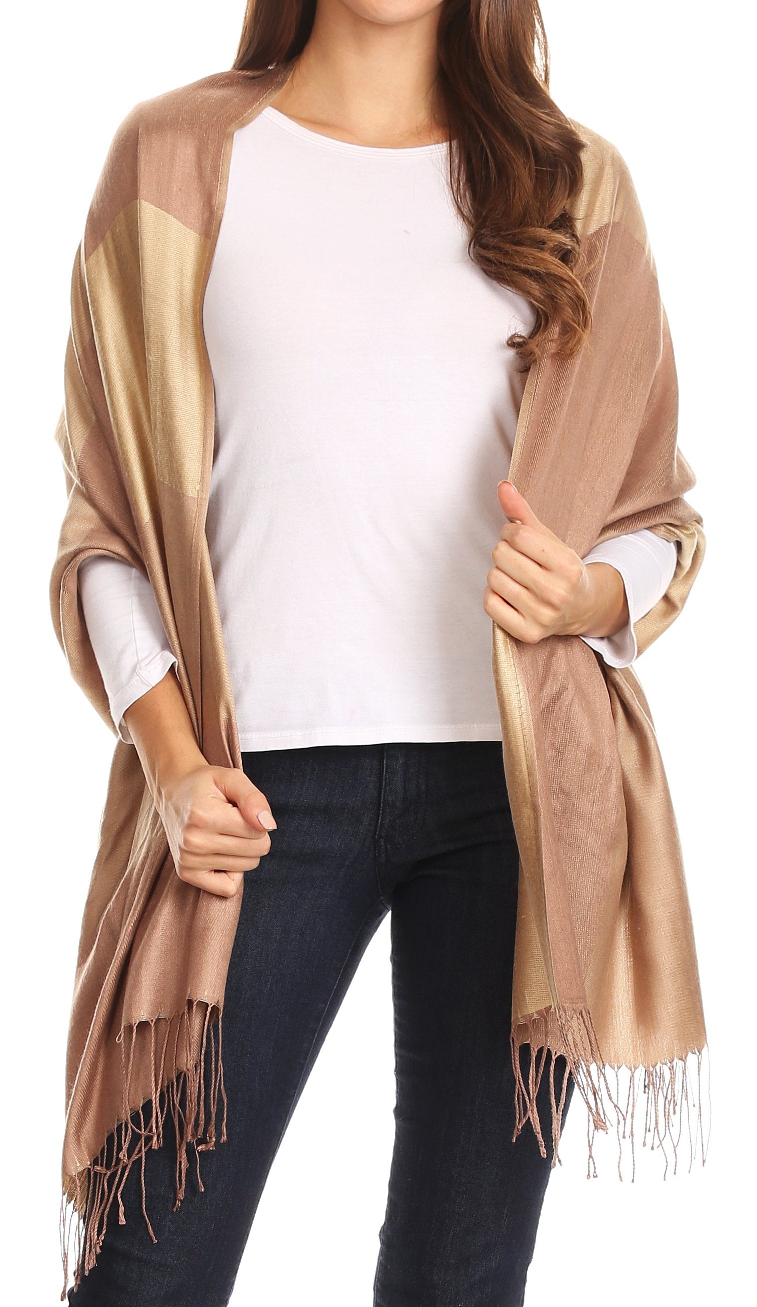 Sakkas Nicola Reversible Warm and Soft Unisex Scarf Stole Wrap Solid Color-block - Concordia Style Boutique