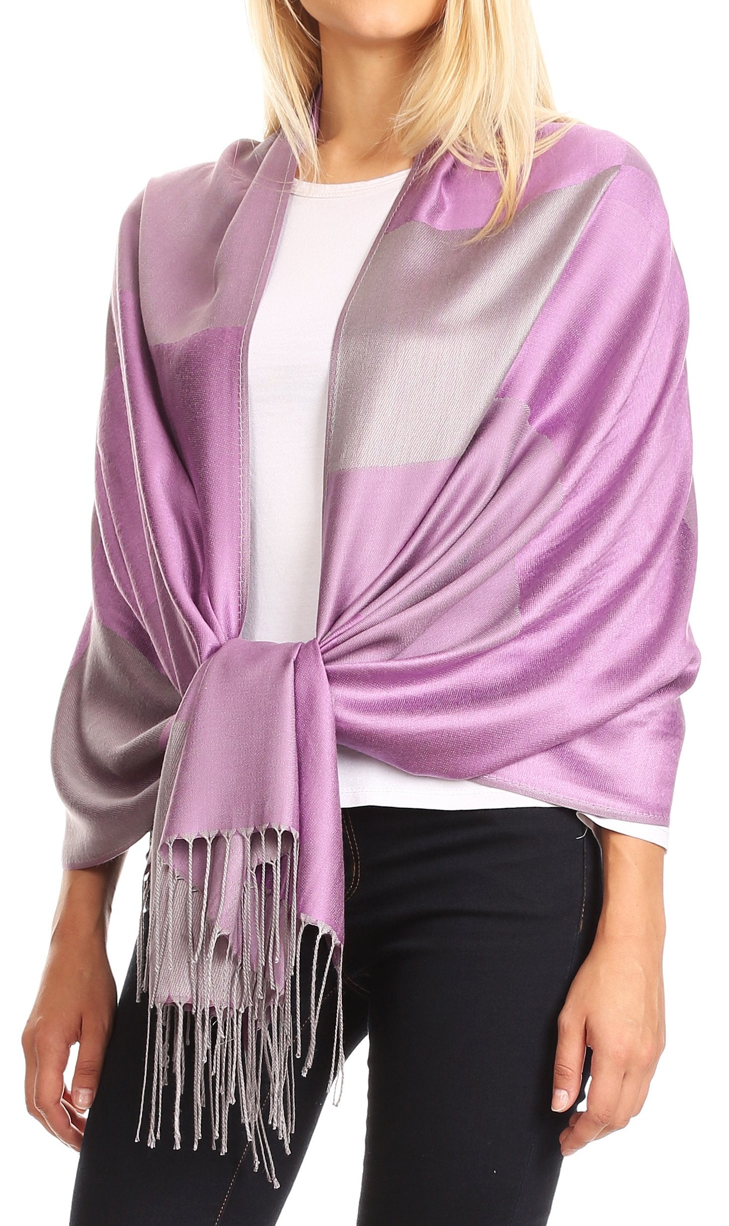 Sakkas Nicola Reversible Warm and Soft Unisex Scarf Stole Wrap Solid Color-block - Concordia Style Boutique